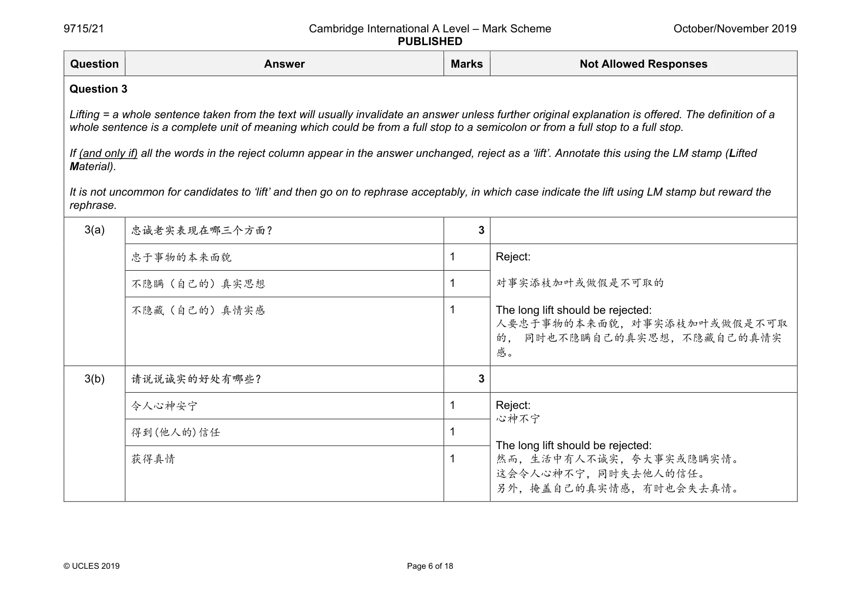 Mark scheme, page 6 of 18