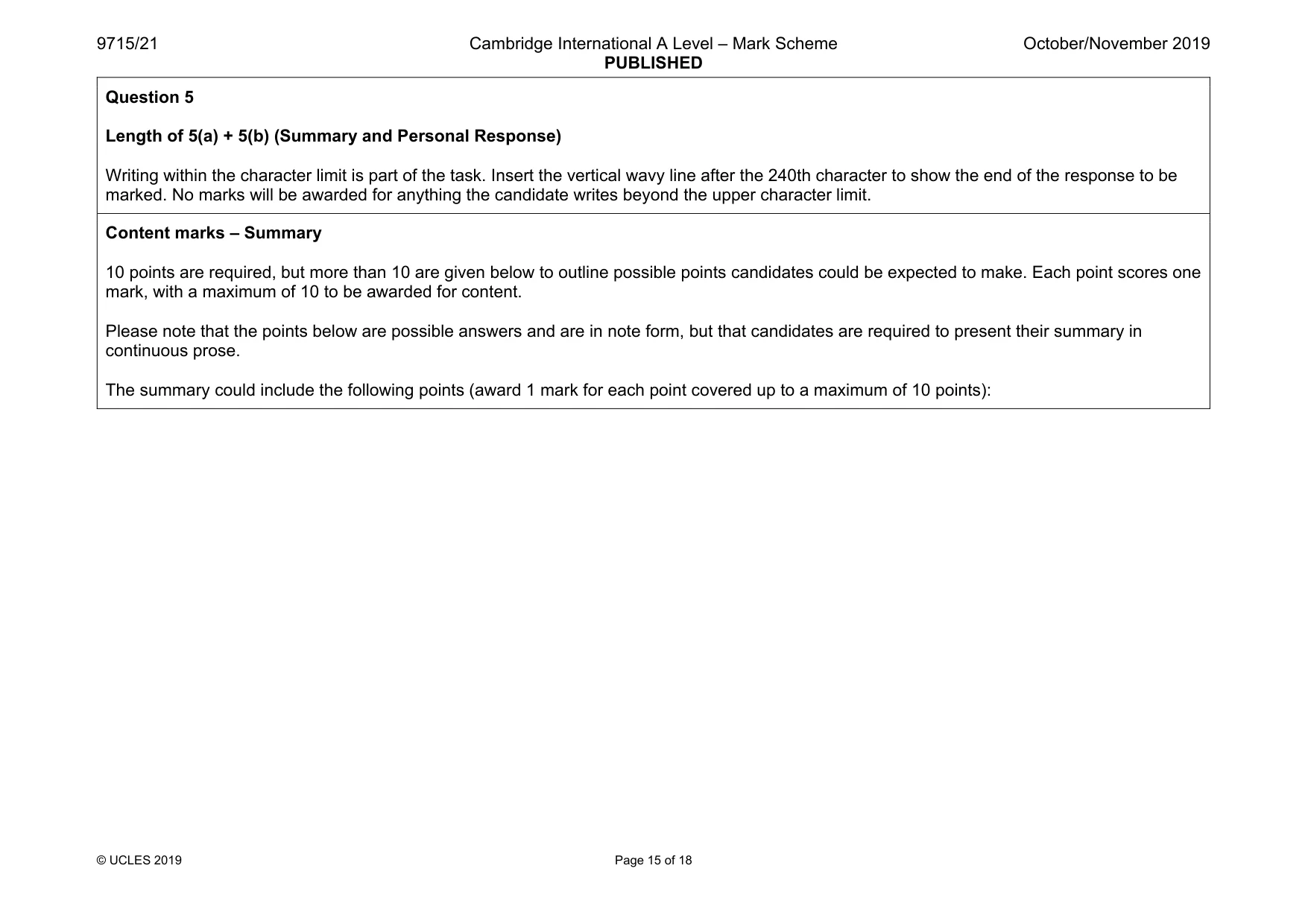 Mark scheme, page 15 of 18