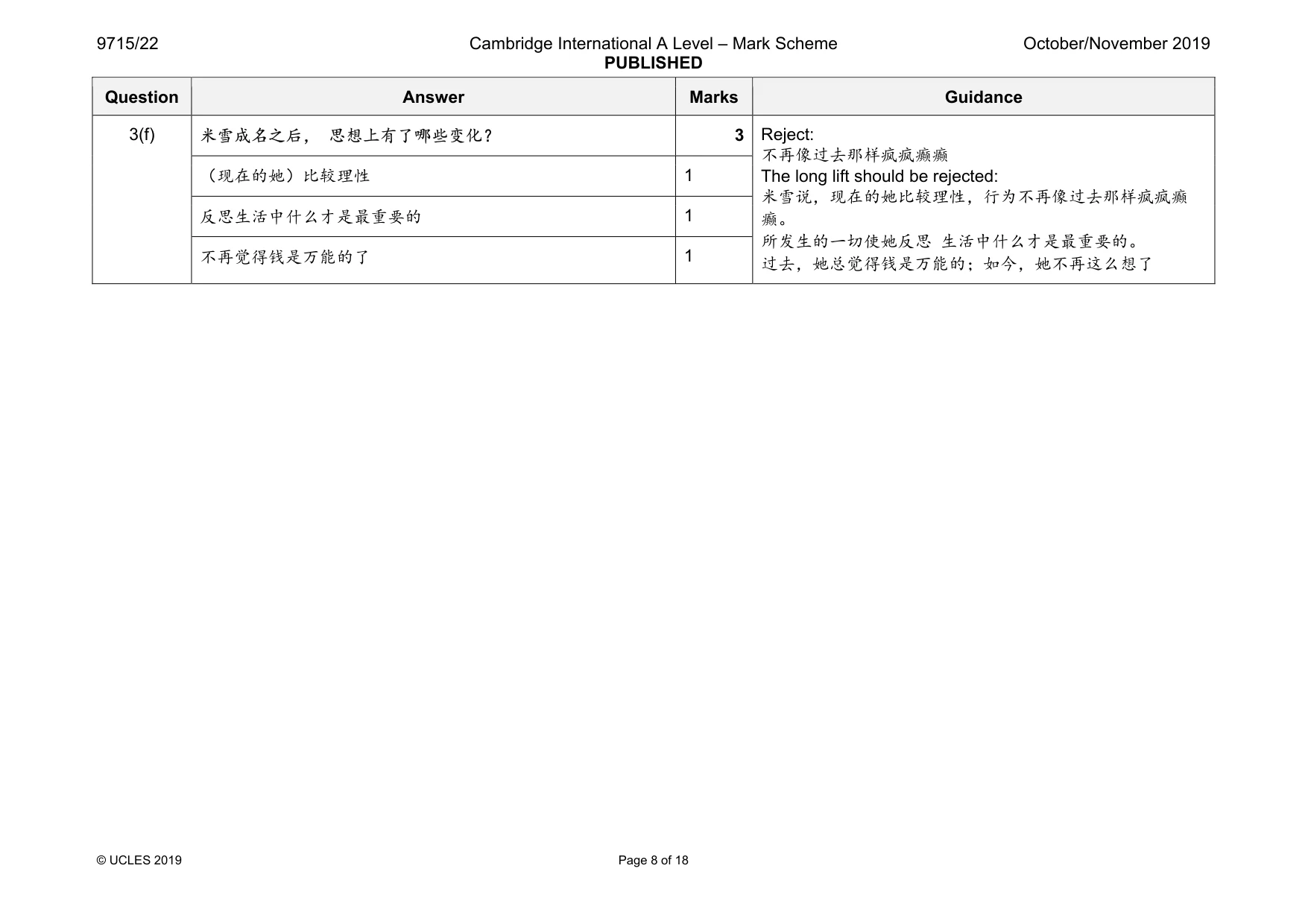 Mark scheme, page 8 of 18