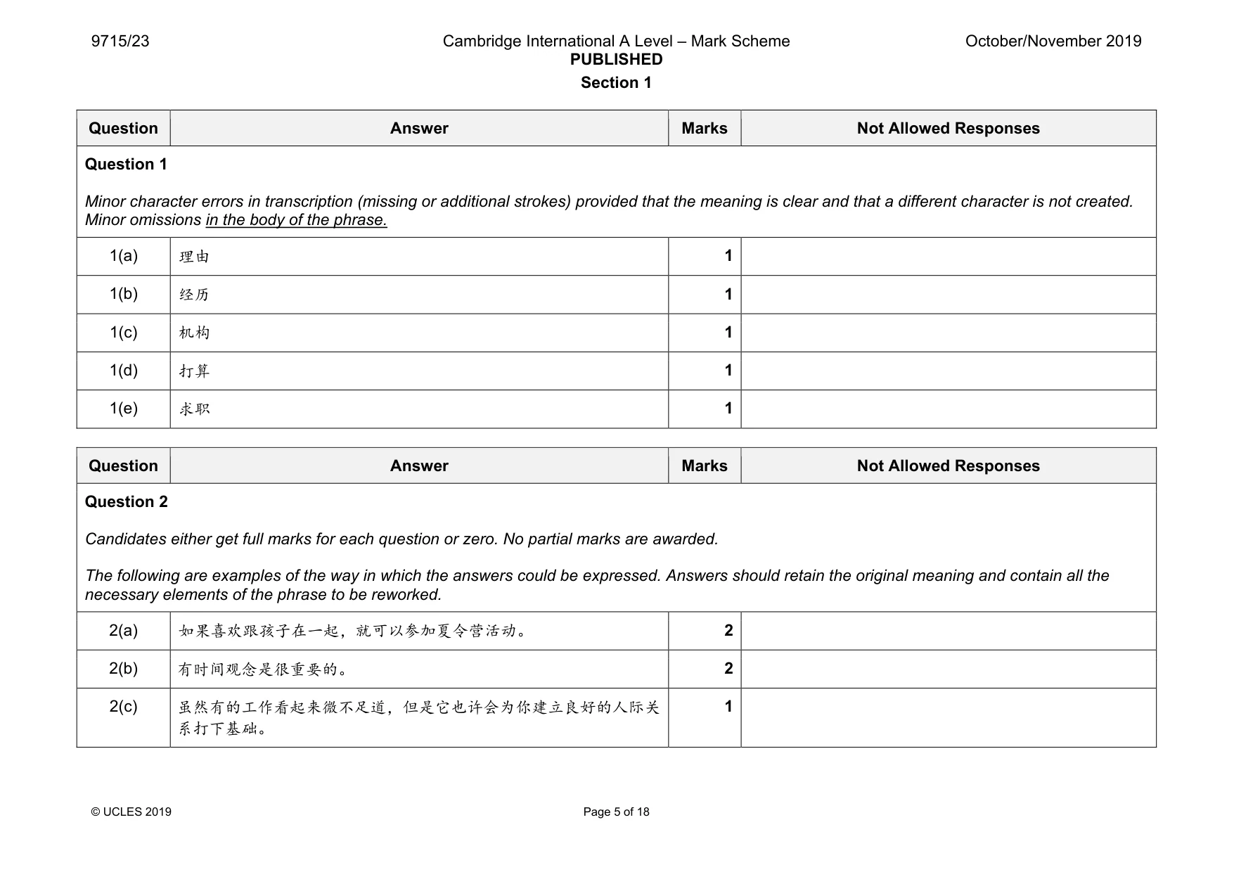 Mark scheme, page 5 of 18