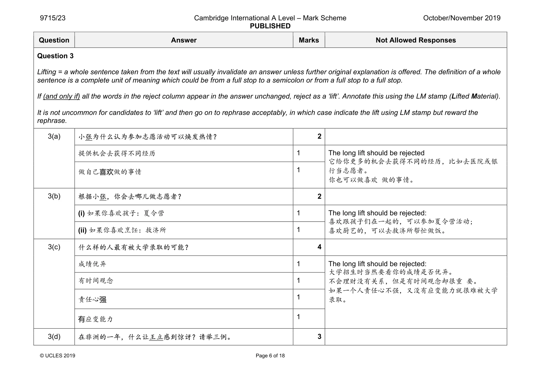 Mark scheme, page 6 of 18