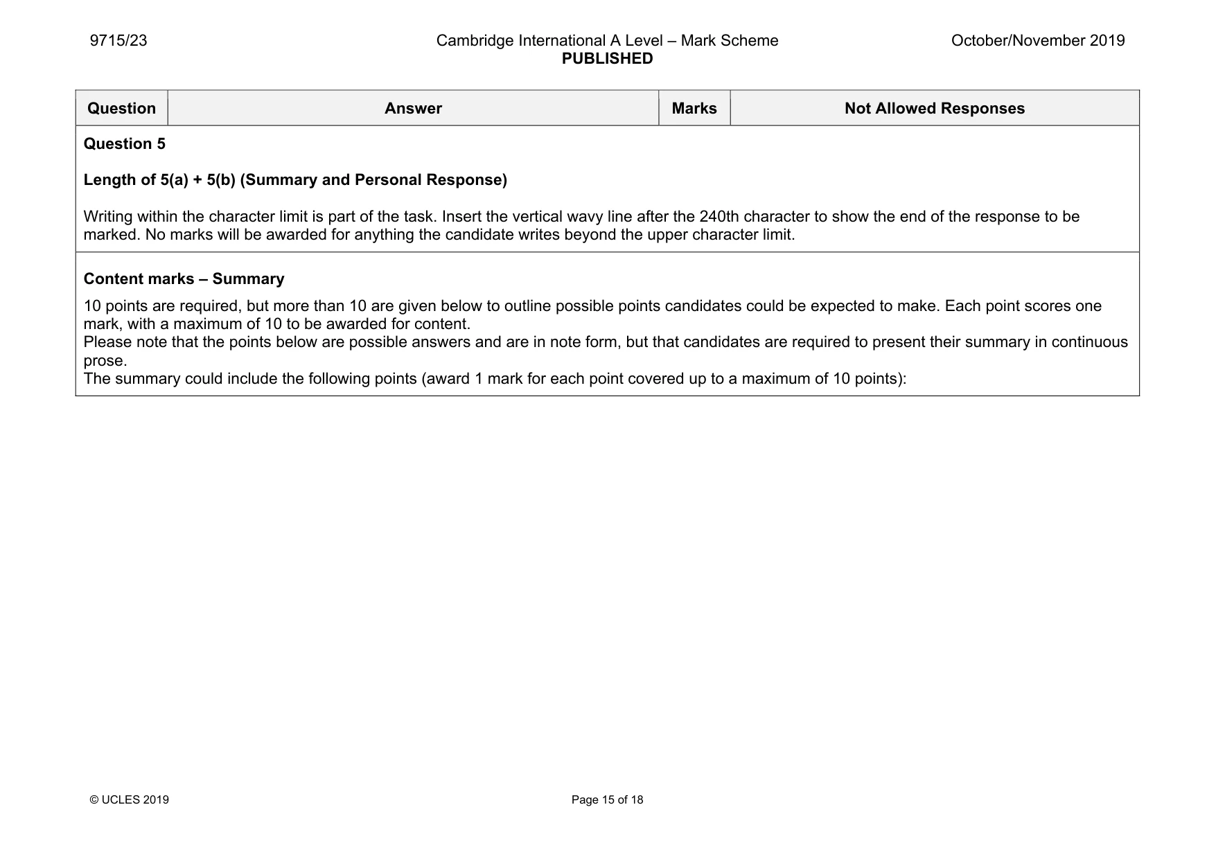 Mark scheme, page 15 of 18