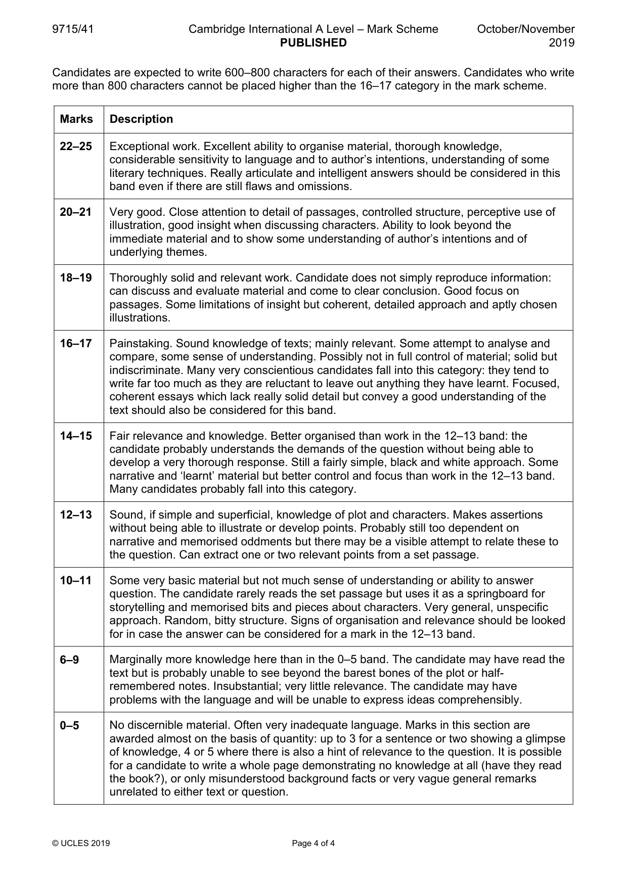 Mark scheme, page 4 of 4
