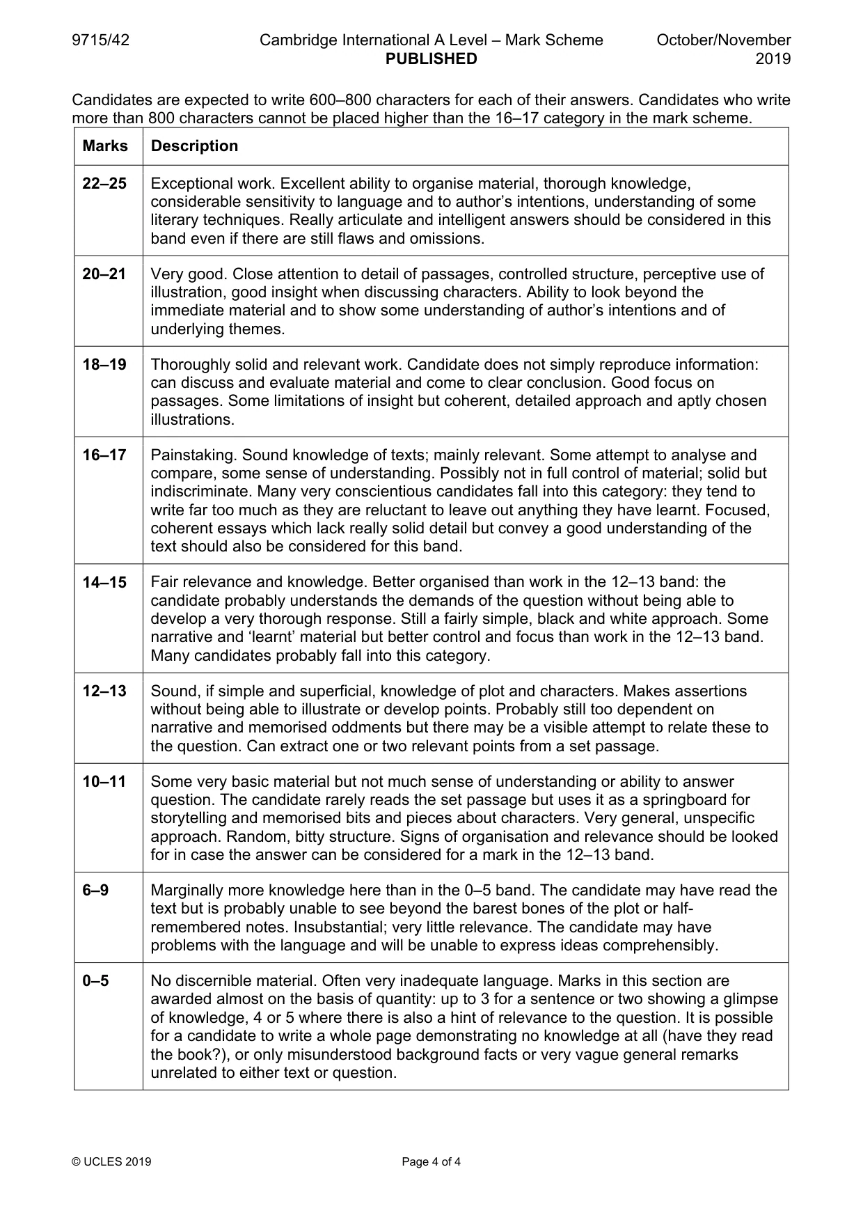 Mark scheme, page 4 of 4