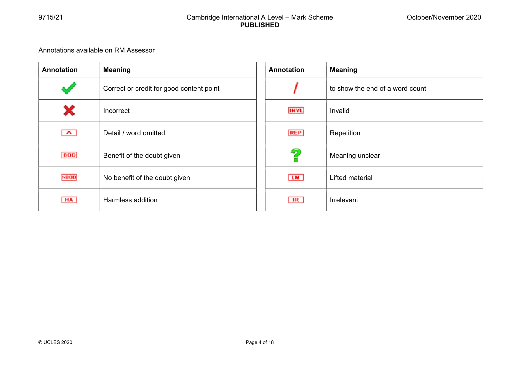Mark scheme, page 4 of 18