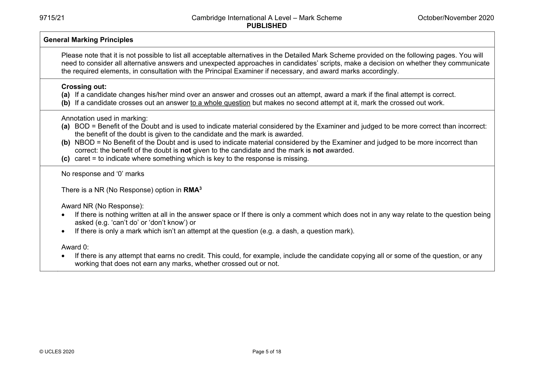 Mark scheme, page 5 of 18