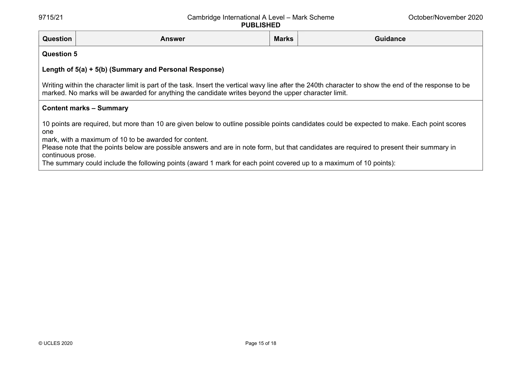 Mark scheme, page 15 of 18