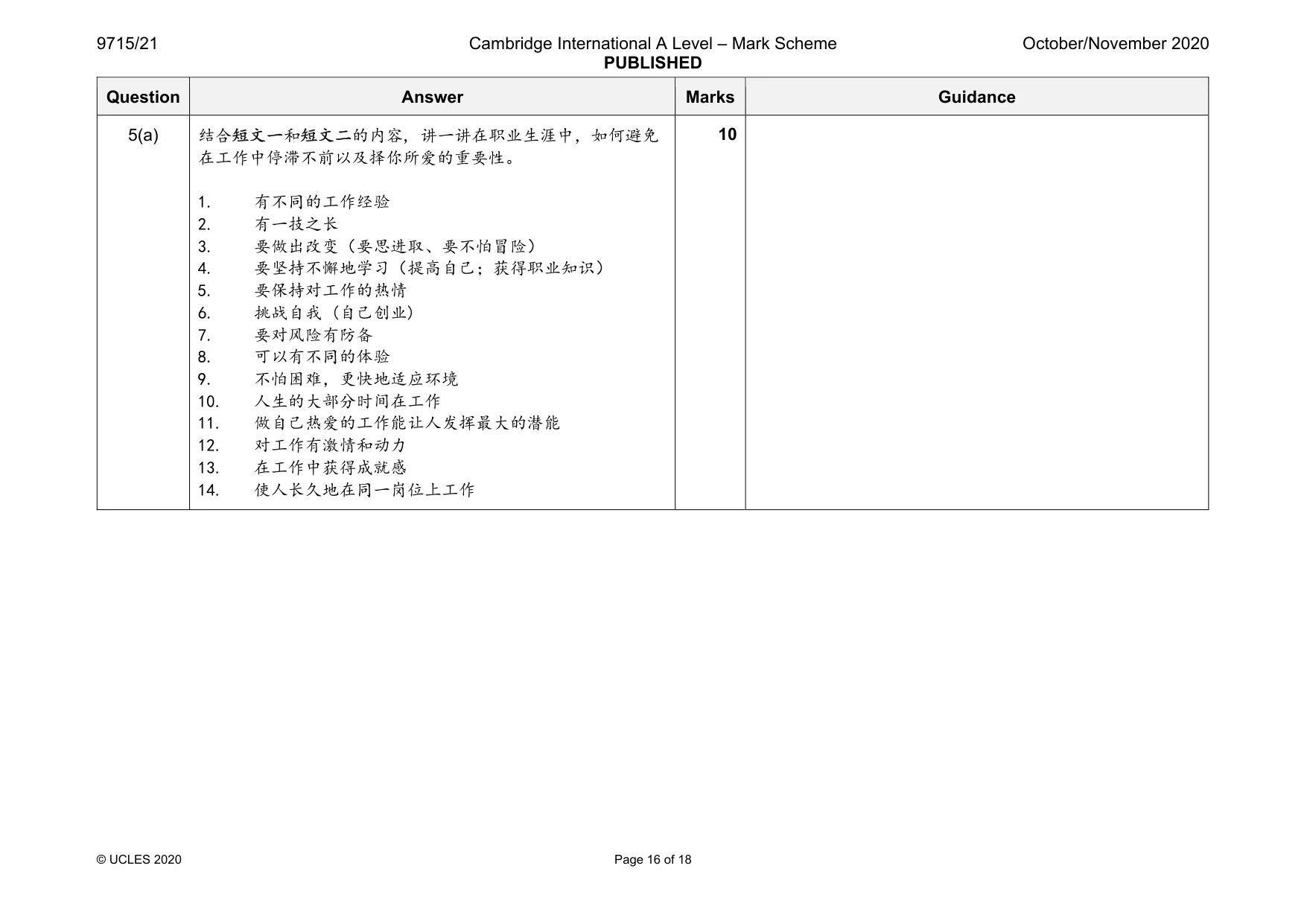 Mark scheme, page 16 of 18