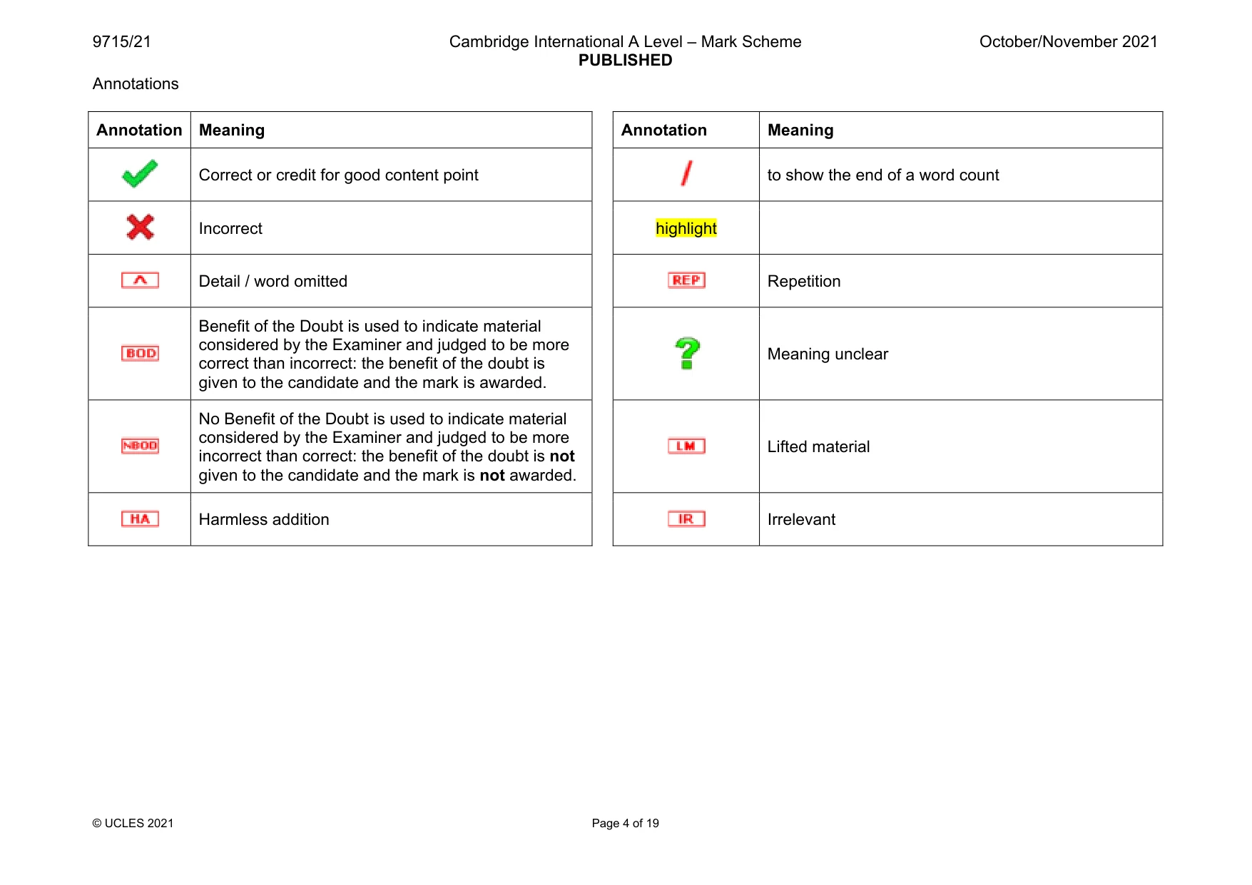 Mark scheme, page 4 of 19