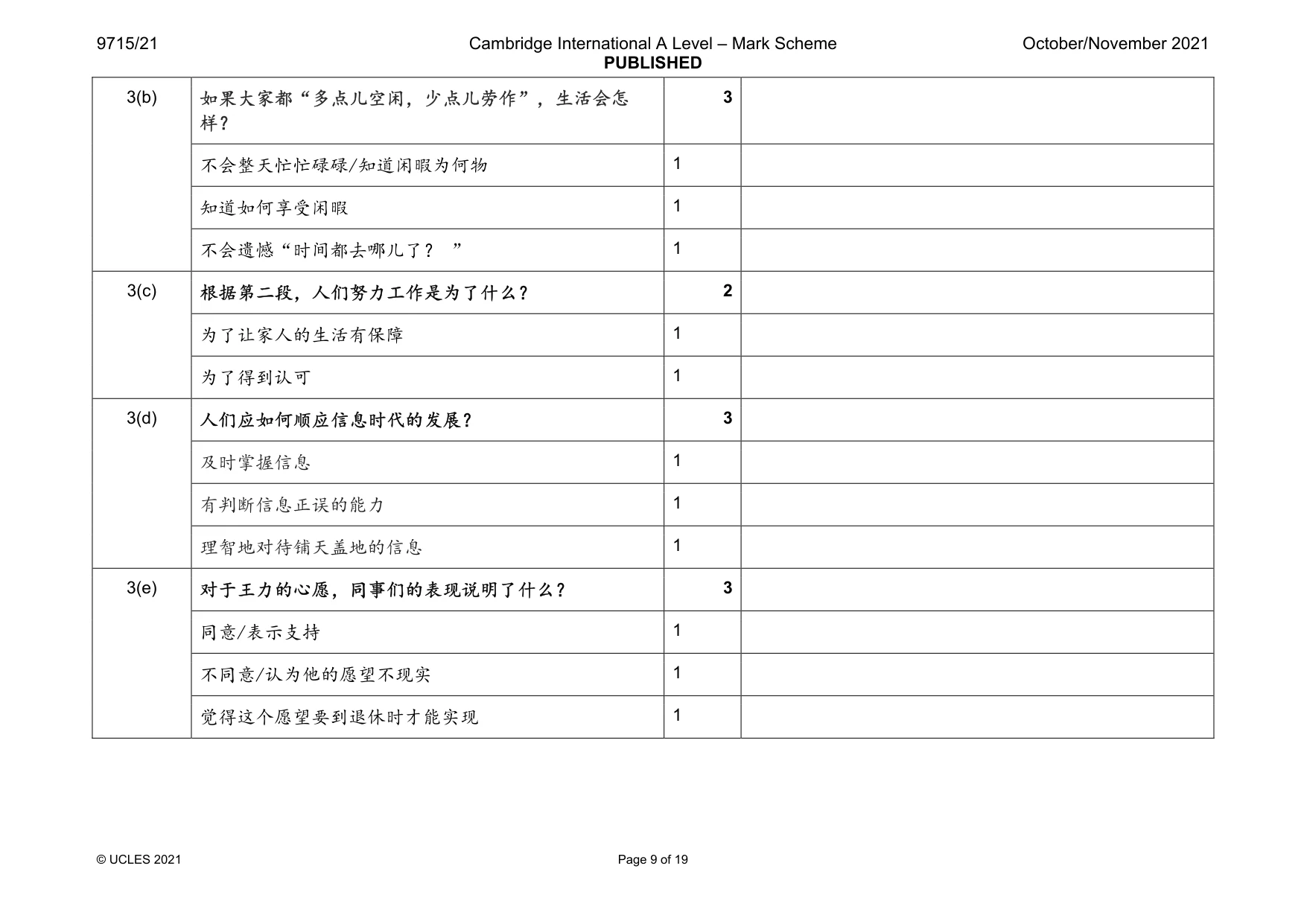Mark scheme, page 9 of 19