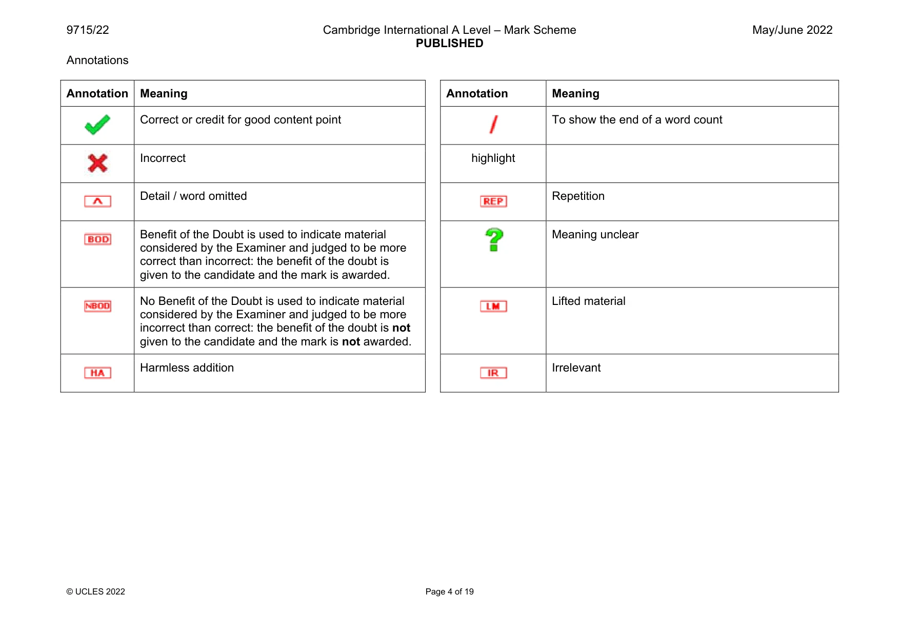 Mark scheme, page 4 of 19