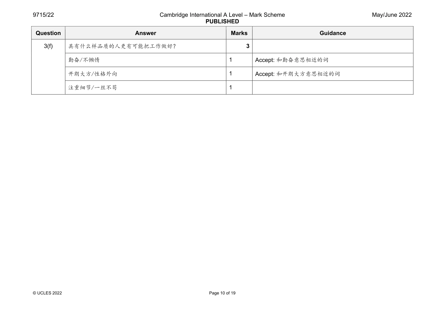 Mark scheme, page 10 of 19