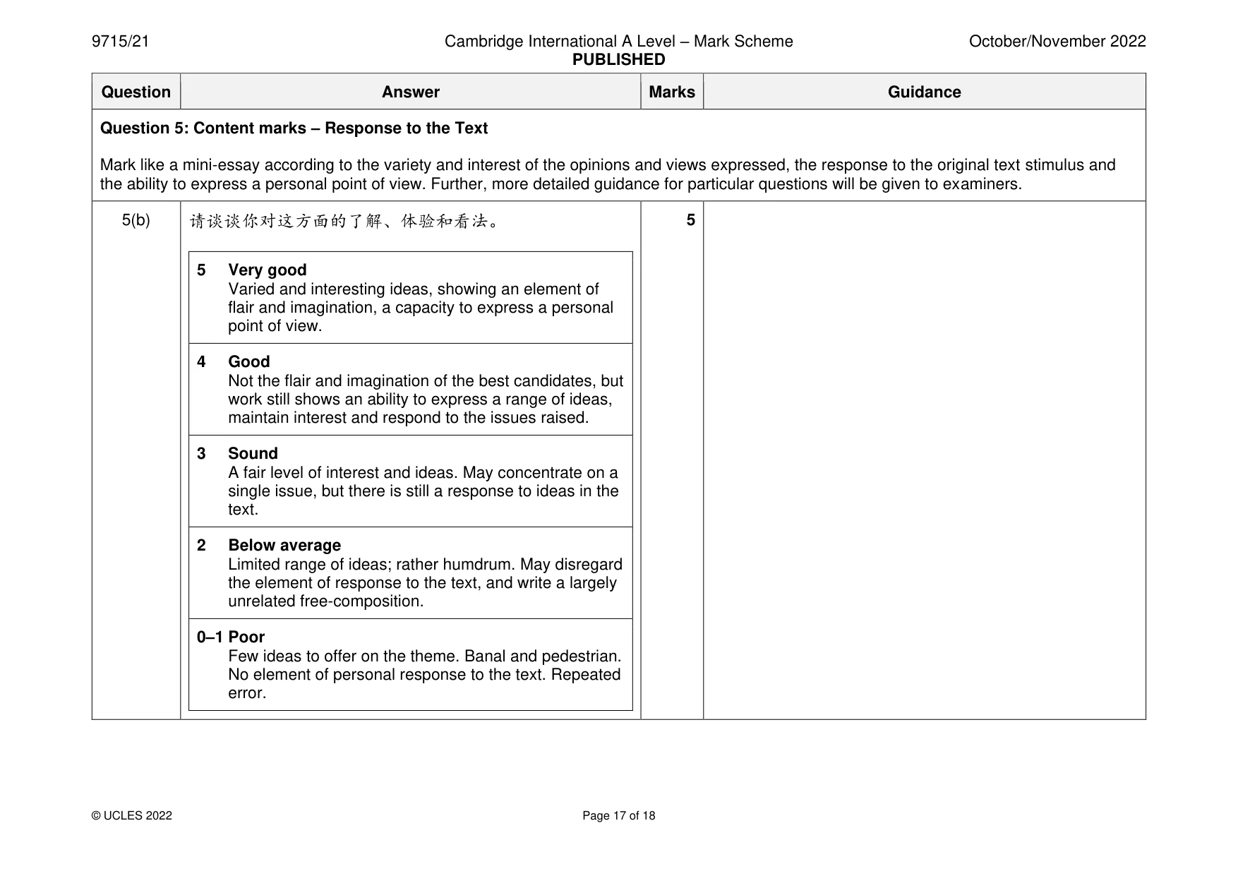 Mark scheme, page 17 of 18