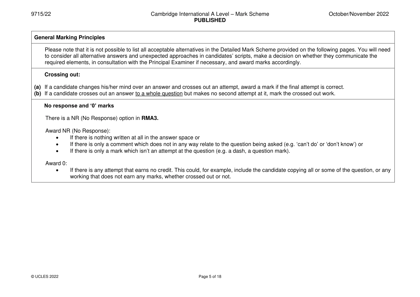 Mark scheme, page 5 of 18