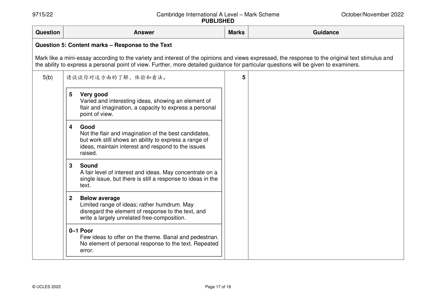 Mark scheme, page 17 of 18