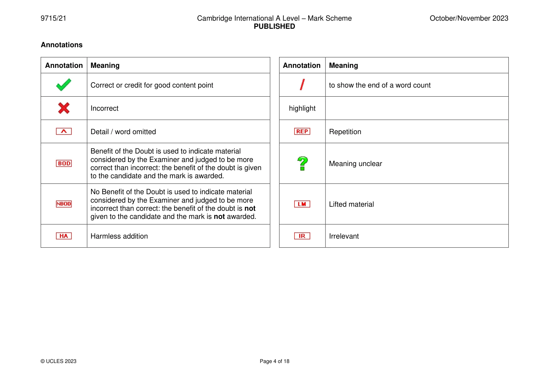 Mark scheme, page 4 of 18