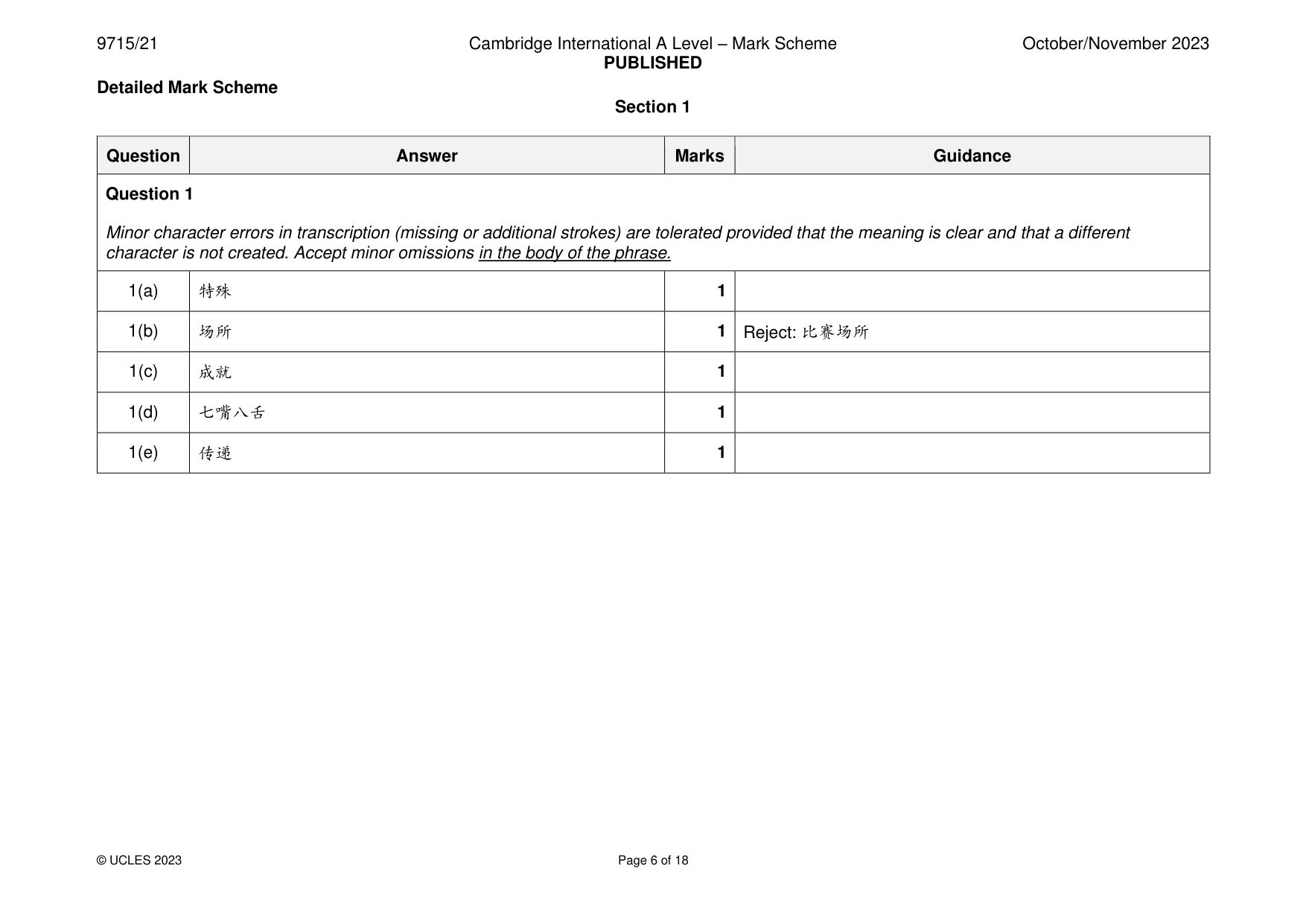 Mark scheme, page 6 of 18