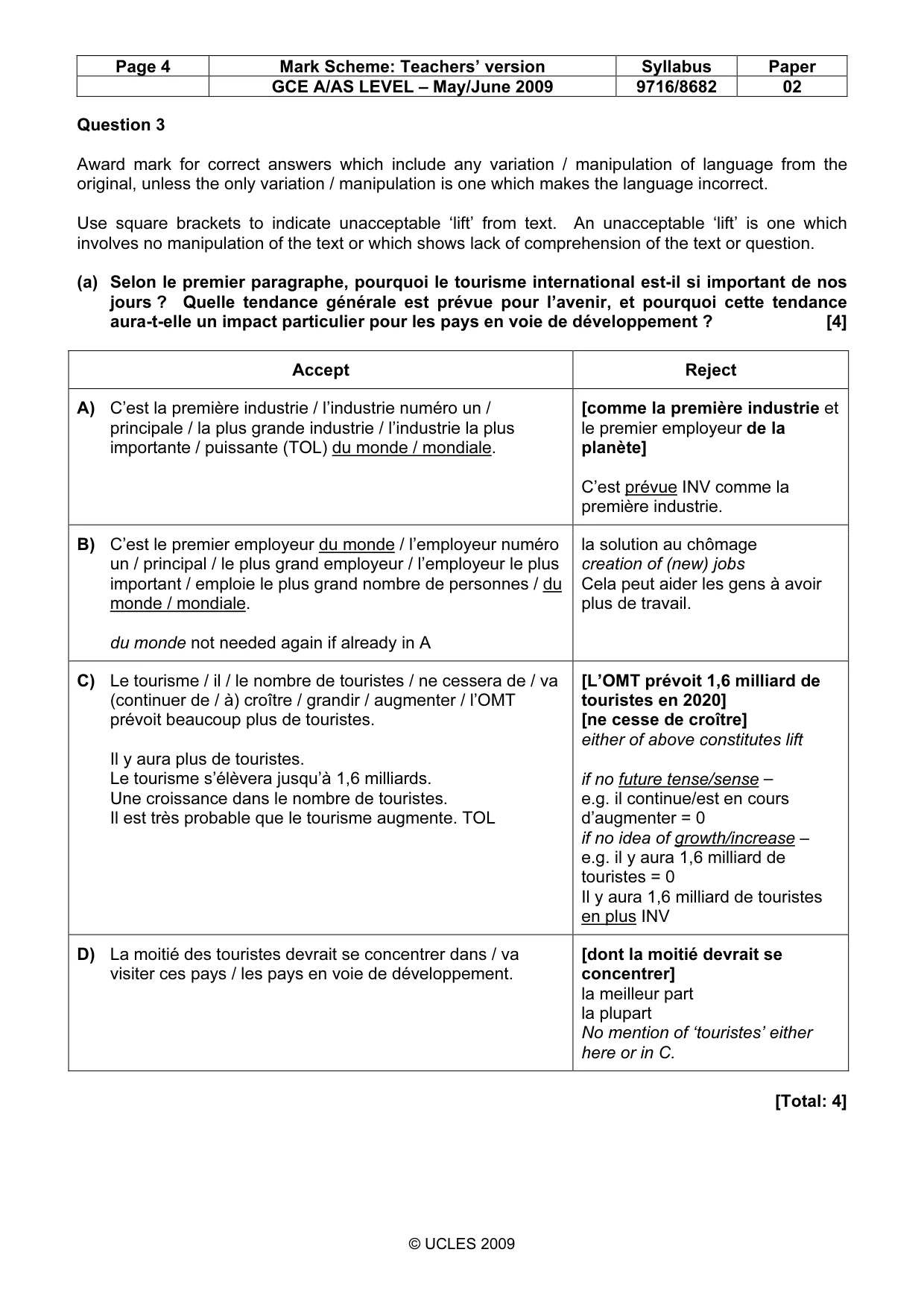 Mark scheme, page 4 of 12