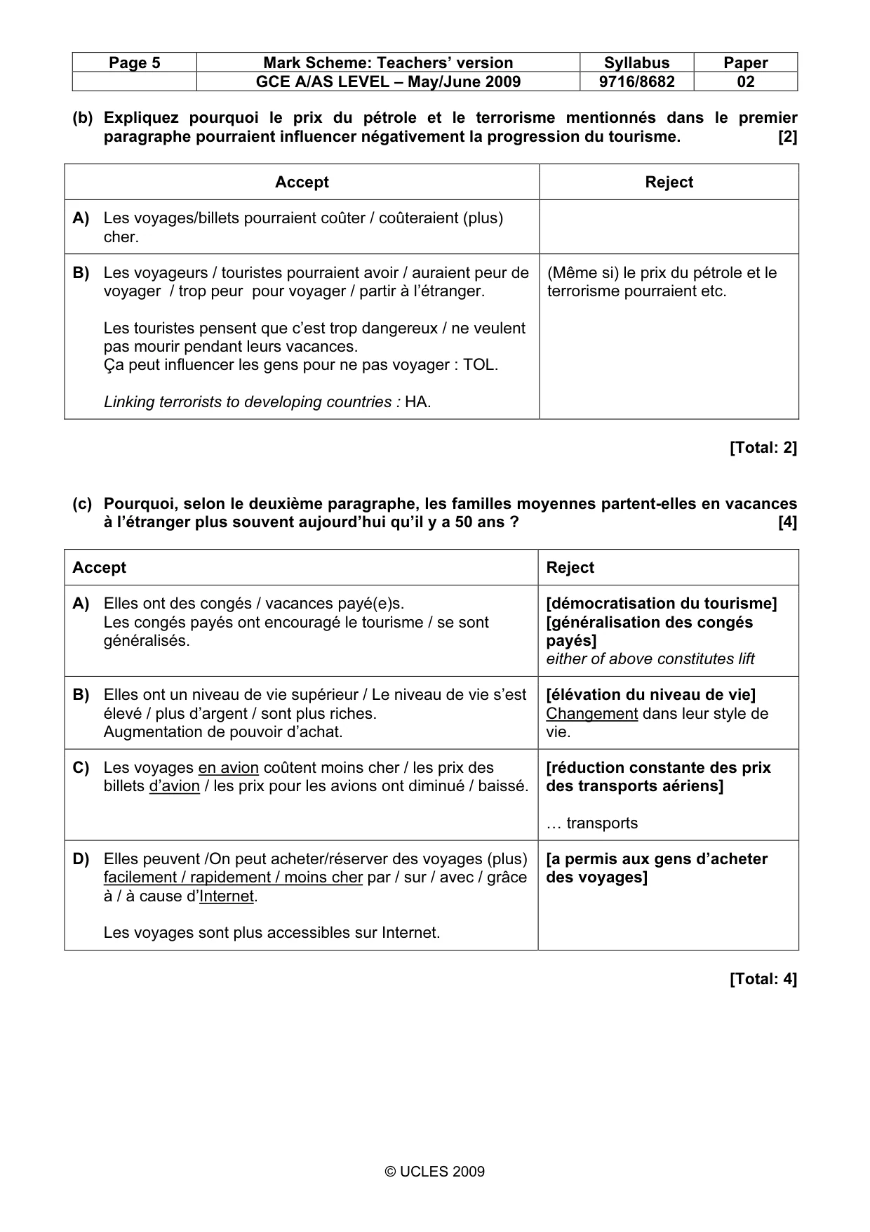 Mark scheme, page 5 of 12