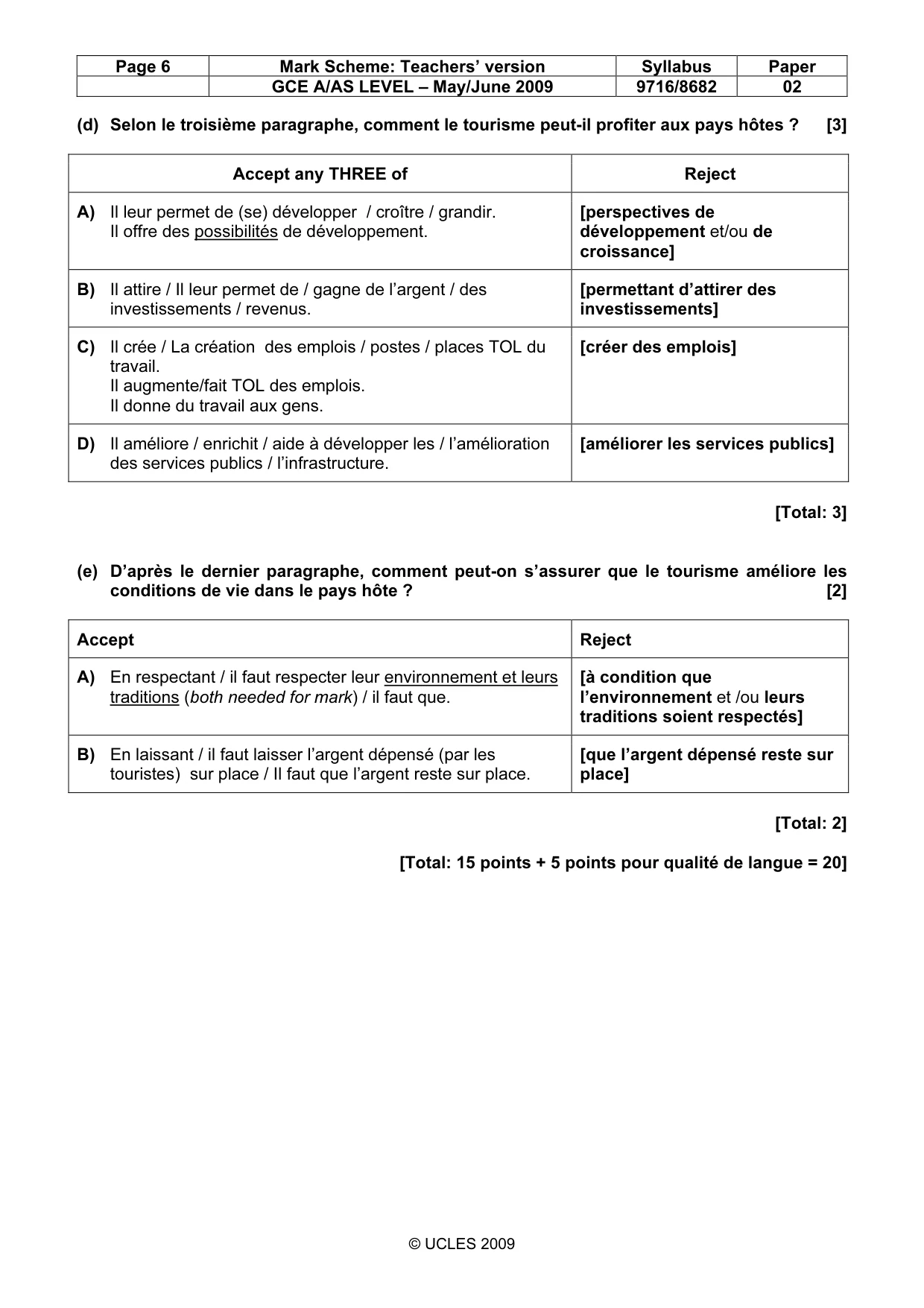 Mark scheme, page 6 of 12