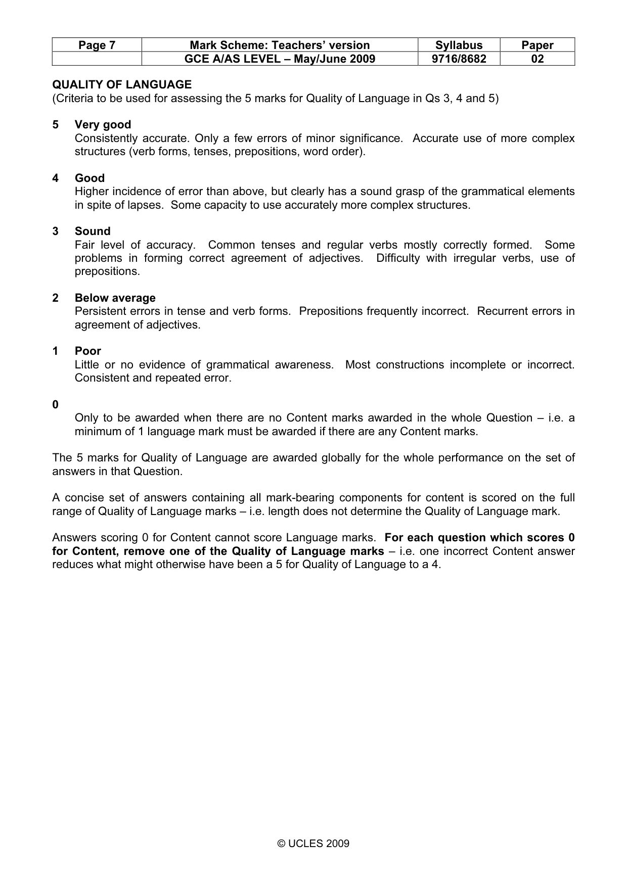 Mark scheme, page 7 of 12