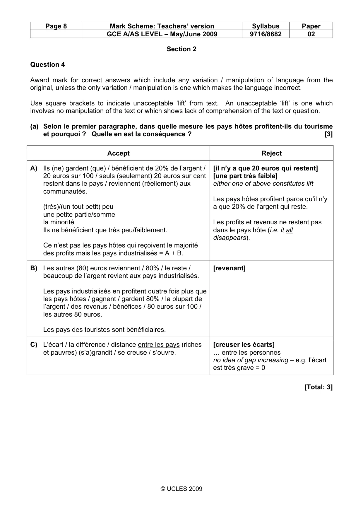 Mark scheme, page 8 of 12