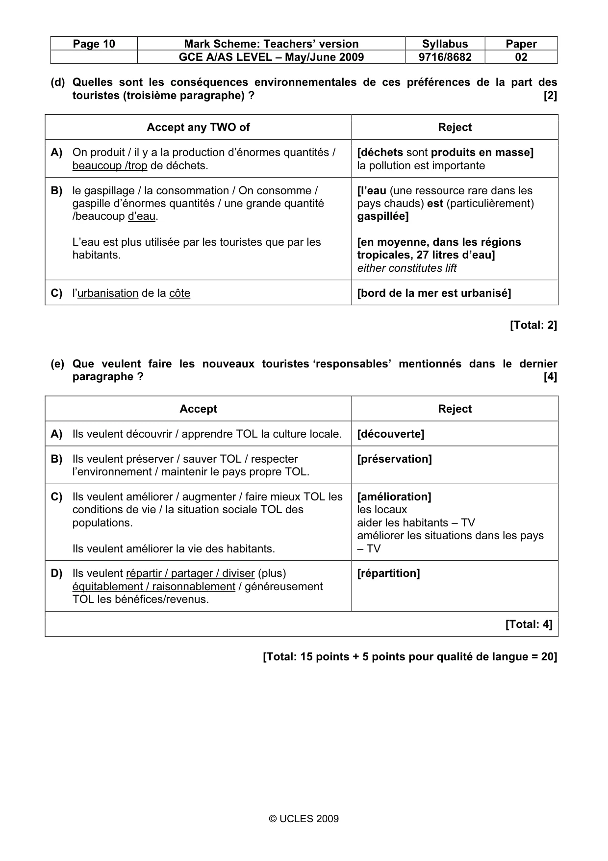 Mark scheme, page 10 of 12