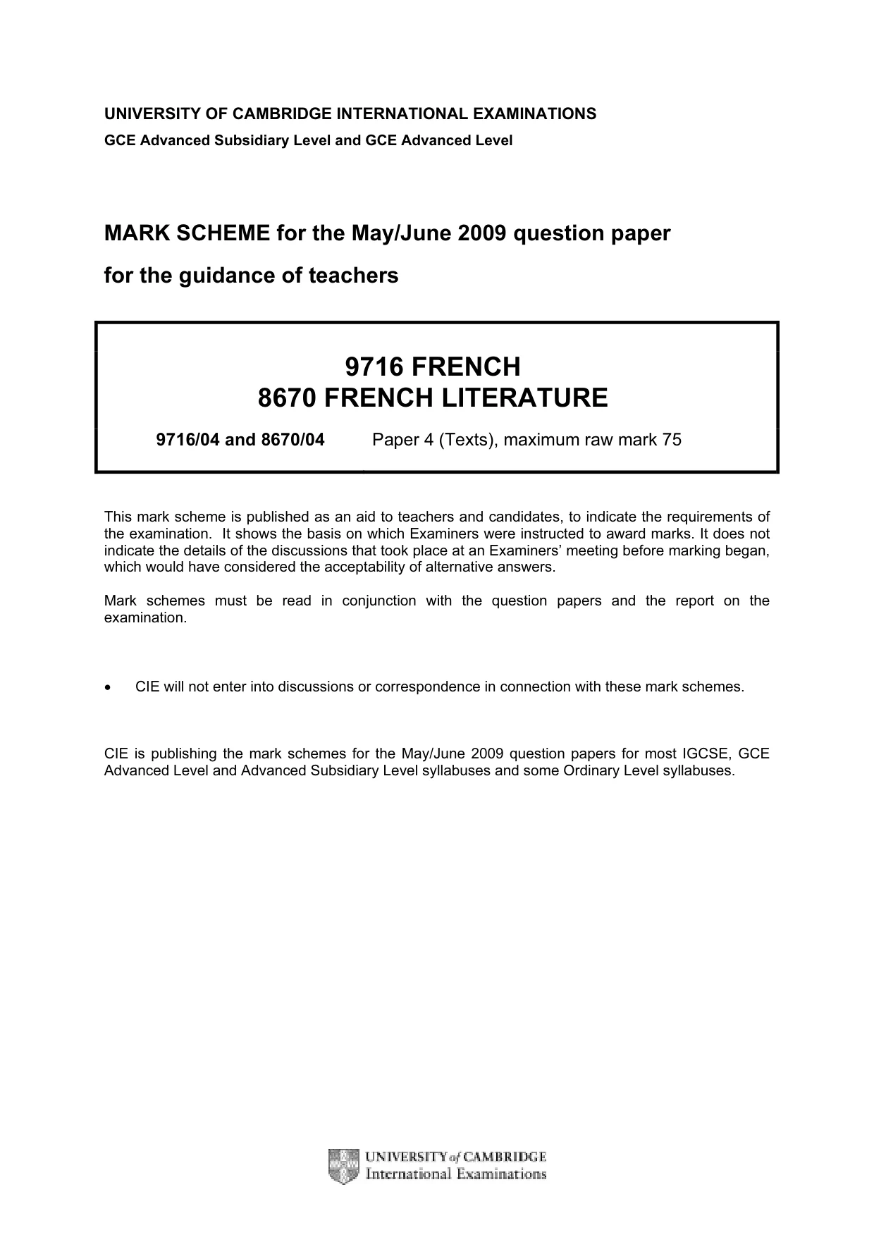 Mark scheme, page 1 of 3