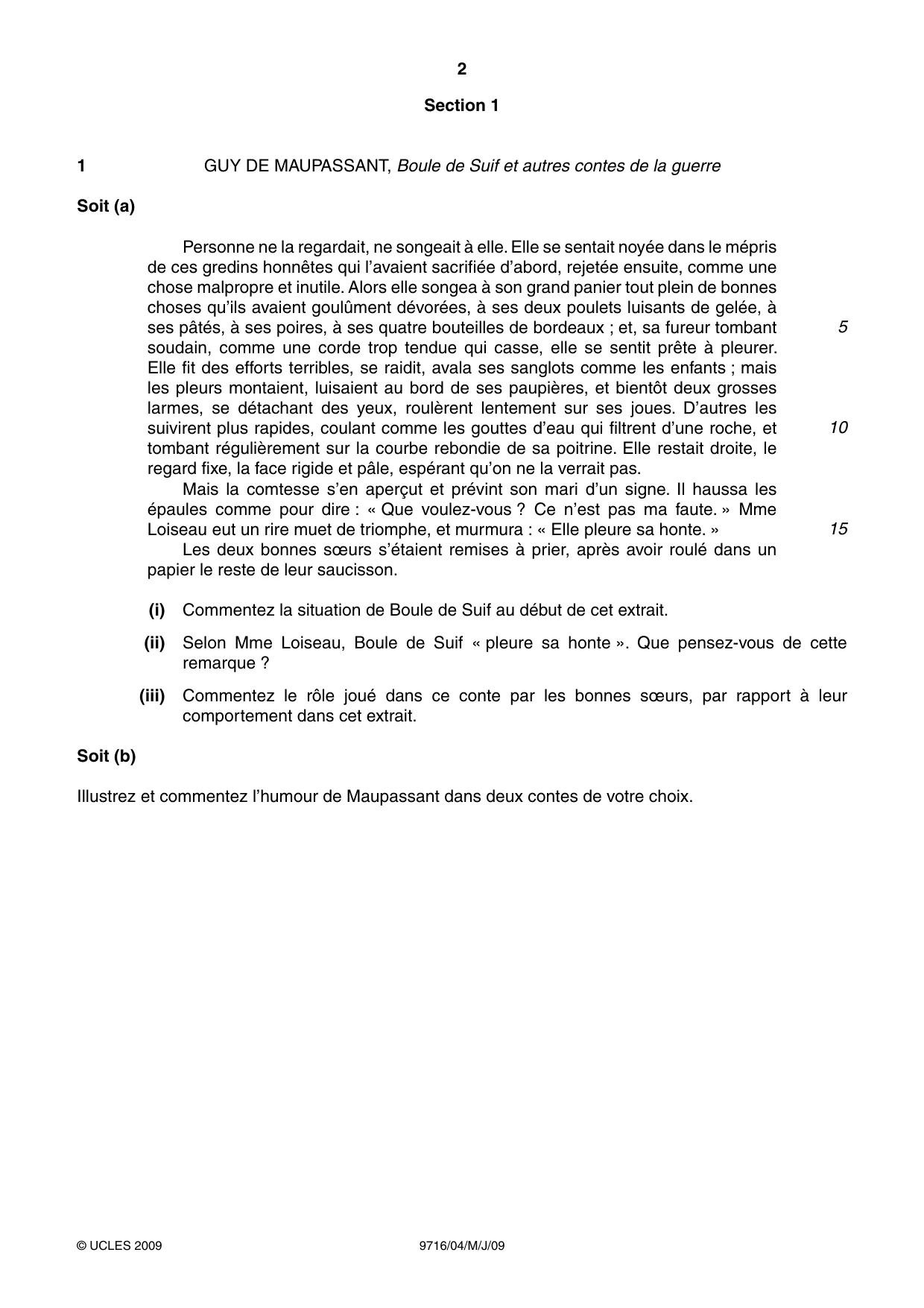 Cambridge A Level French (A Level only) 9716 2009 May/June Paper 4 · Variant 1 question paper, page 2 of 8