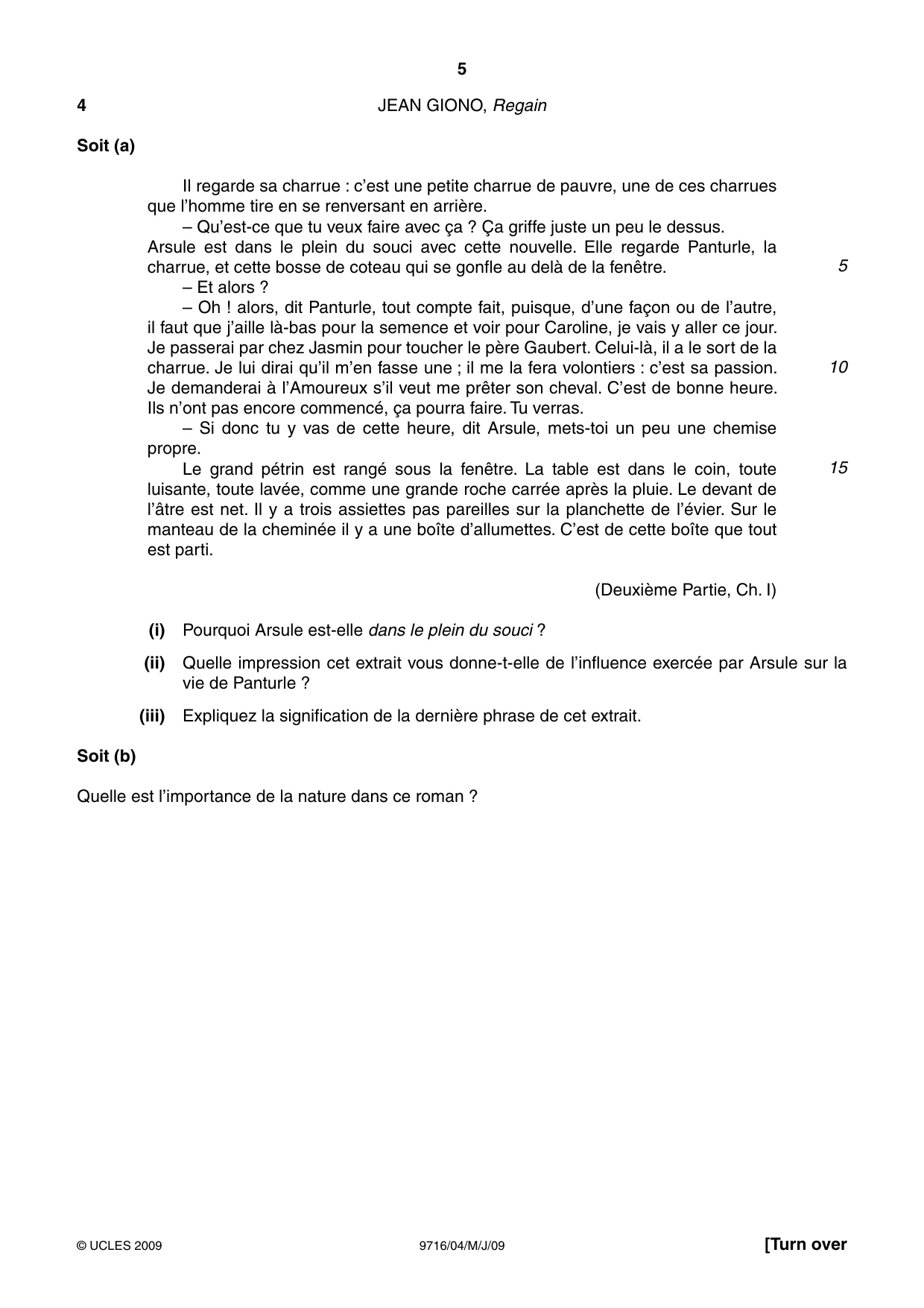 Cambridge A Level French (A Level only) 9716 2009 May/June Paper 4 · Variant 1 question paper, page 5 of 8