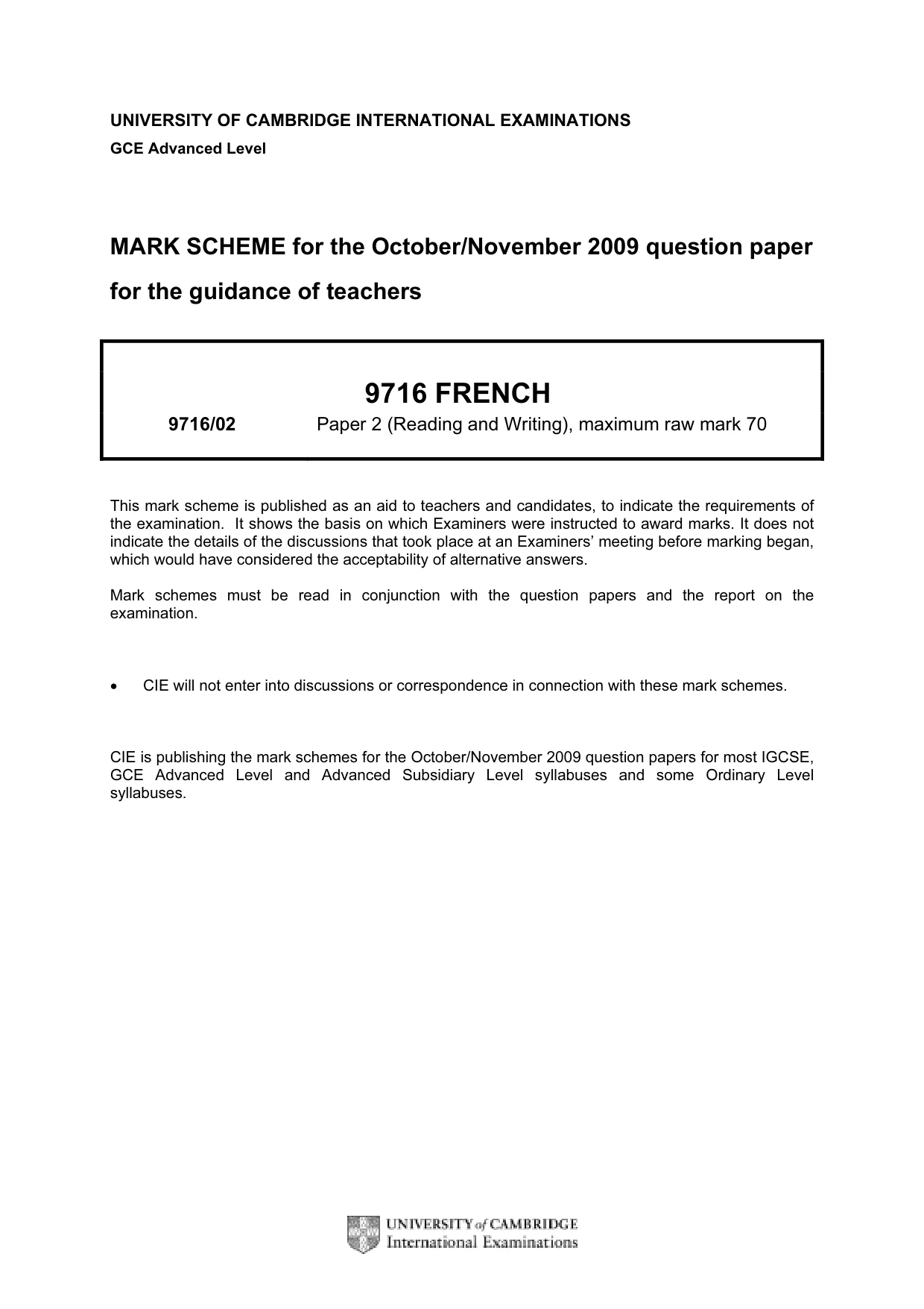 Mark scheme, page 1 of 9