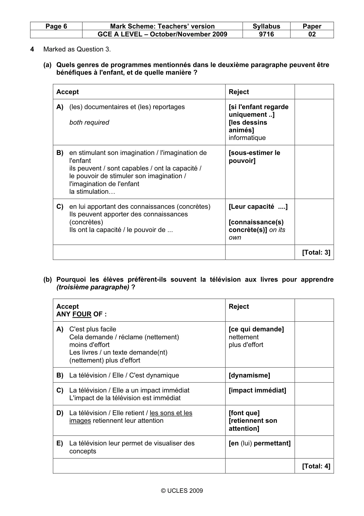 Mark scheme, page 6 of 9