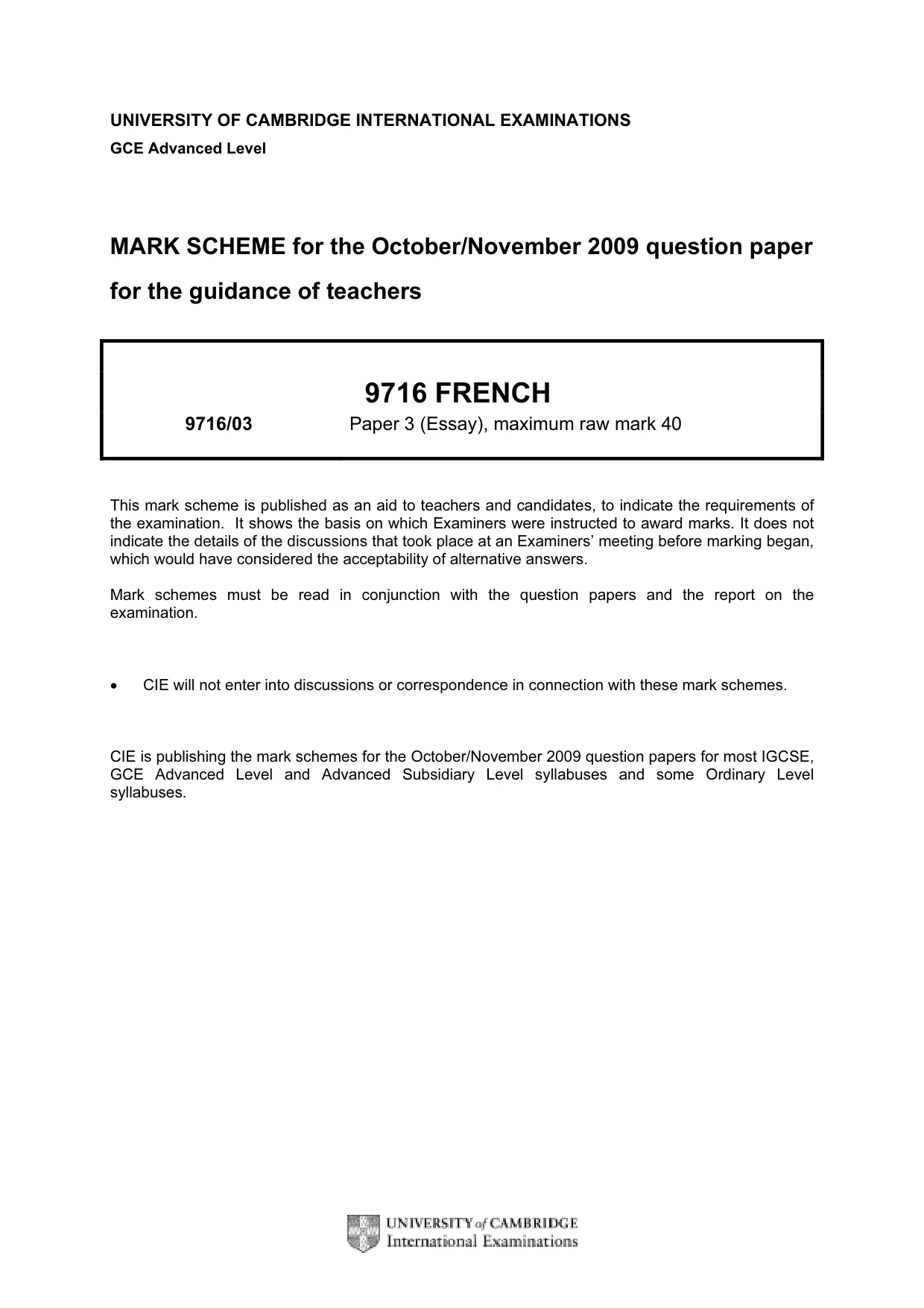 Mark scheme, page 1 of 2