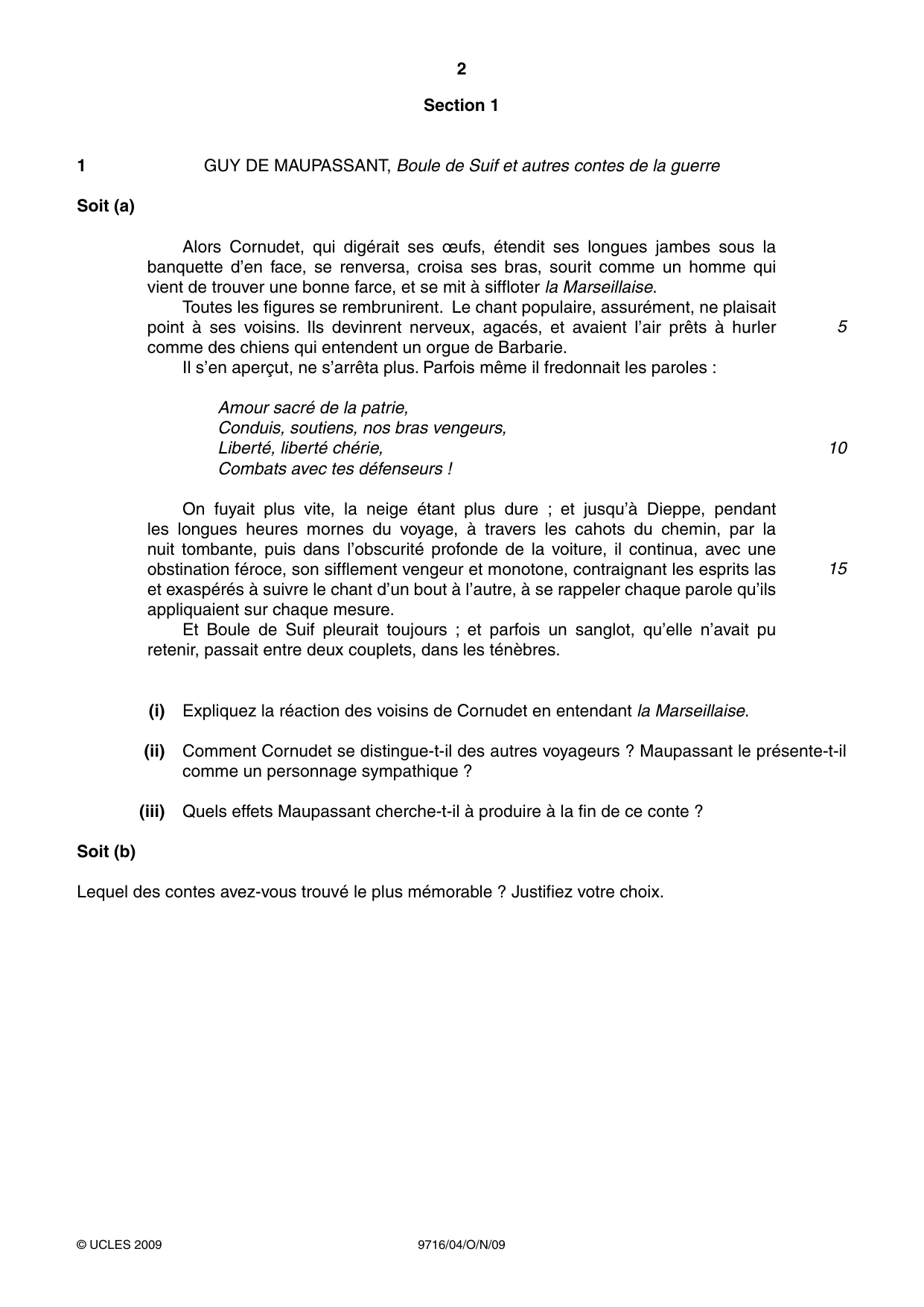 Cambridge A Level French (A Level only) 9716 2009 Oct/Nov Paper 4 · Variant 1 question paper, page 2 of 8