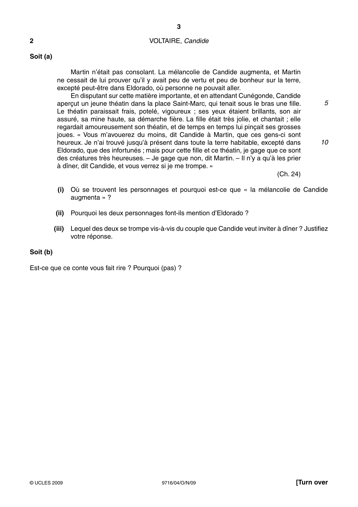 Cambridge A Level French (A Level only) 9716 2009 Oct/Nov Paper 4 · Variant 1 question paper, page 3 of 8