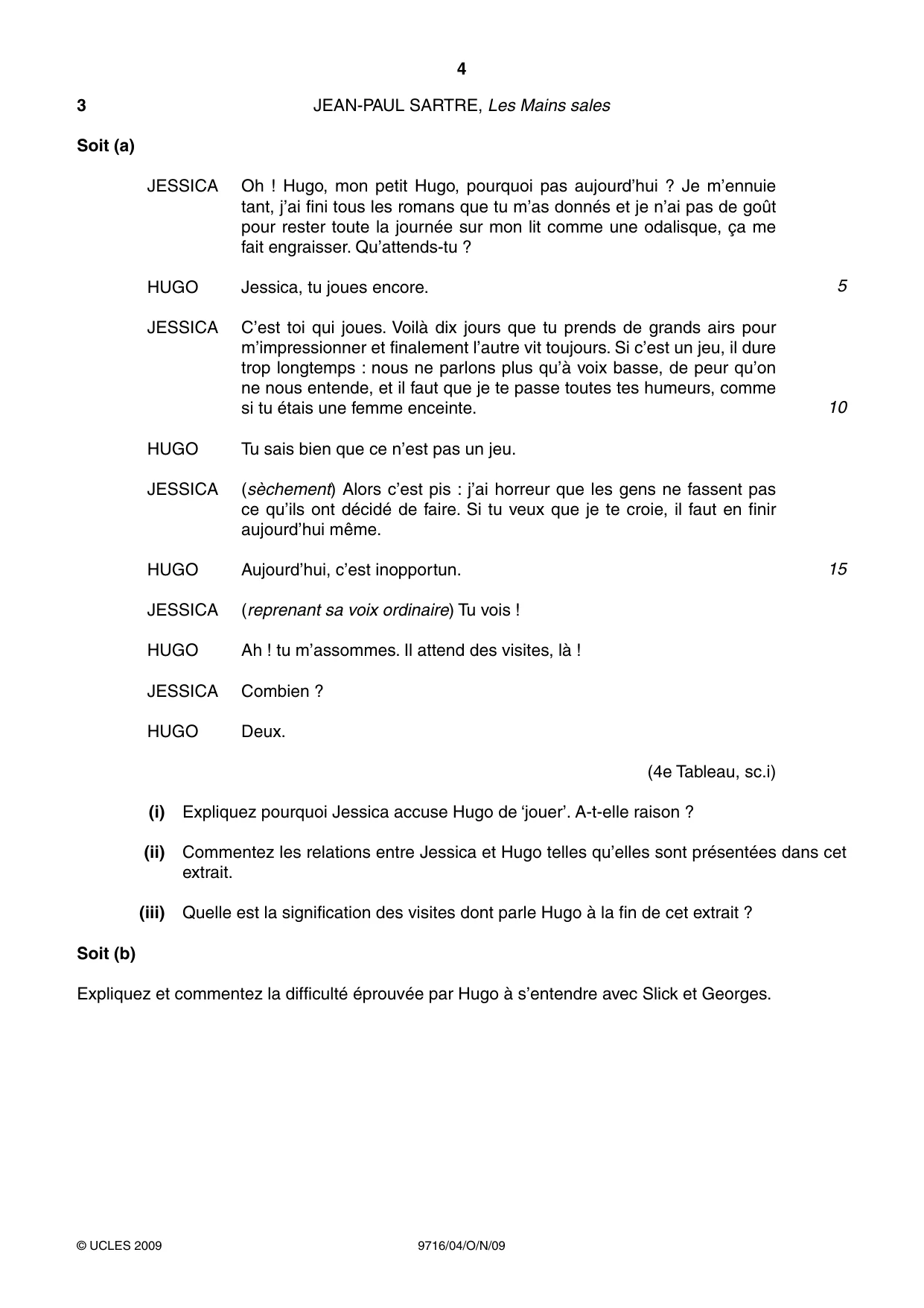 Cambridge A Level French (A Level only) 9716 2009 Oct/Nov Paper 4 · Variant 1 question paper, page 4 of 8