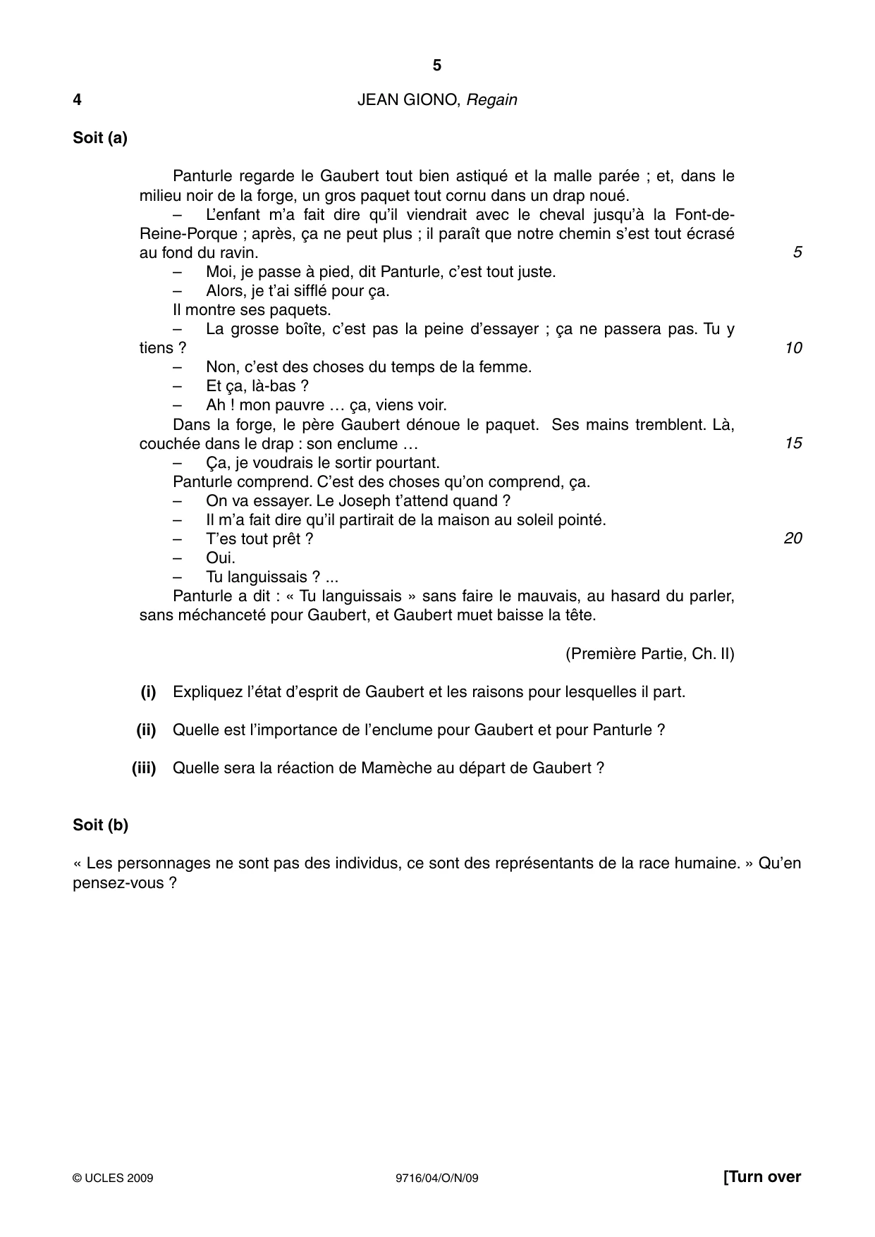 Cambridge A Level French (A Level only) 9716 2009 Oct/Nov Paper 4 · Variant 1 question paper, page 5 of 8