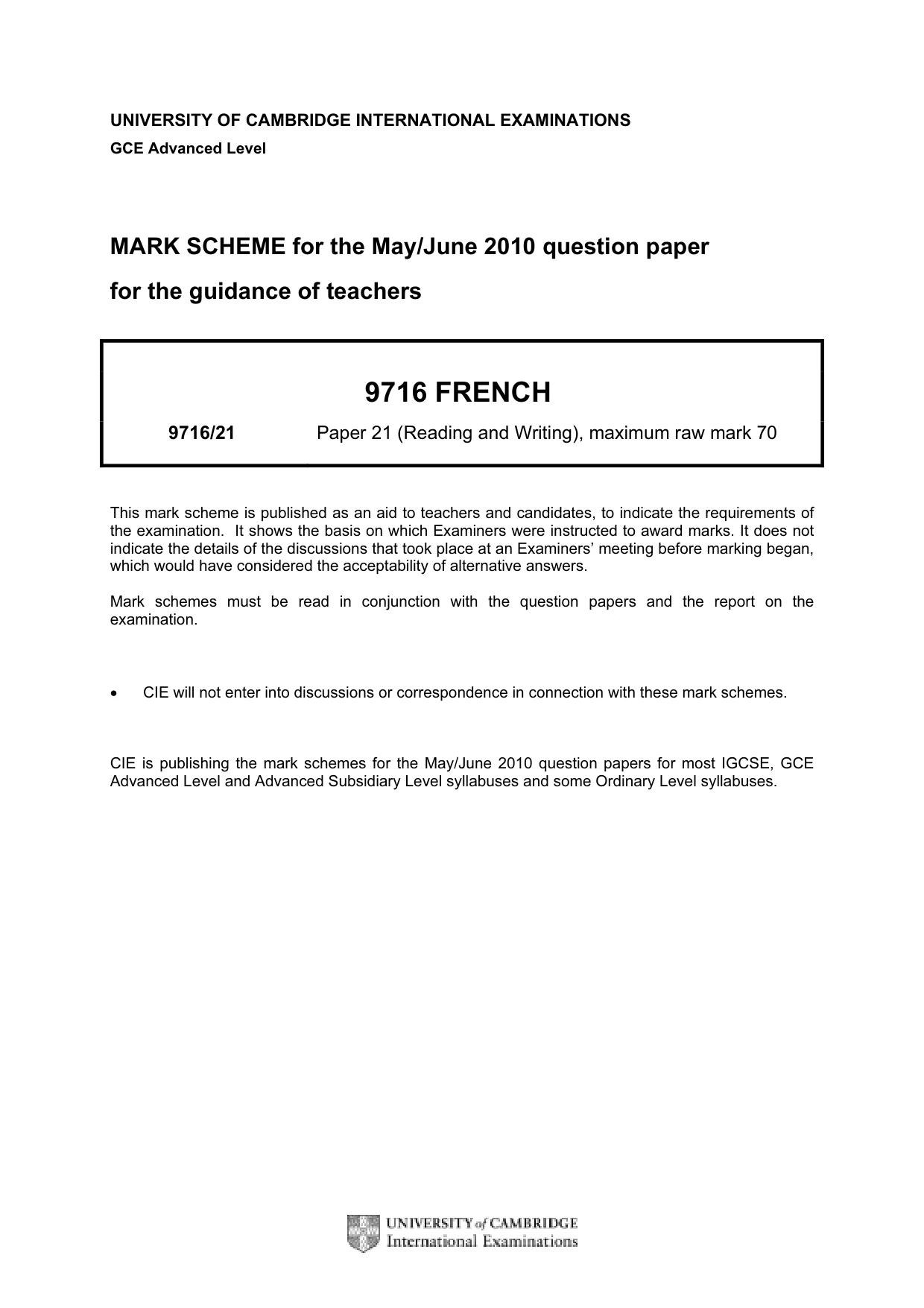 Mark scheme, page 1 of 14
