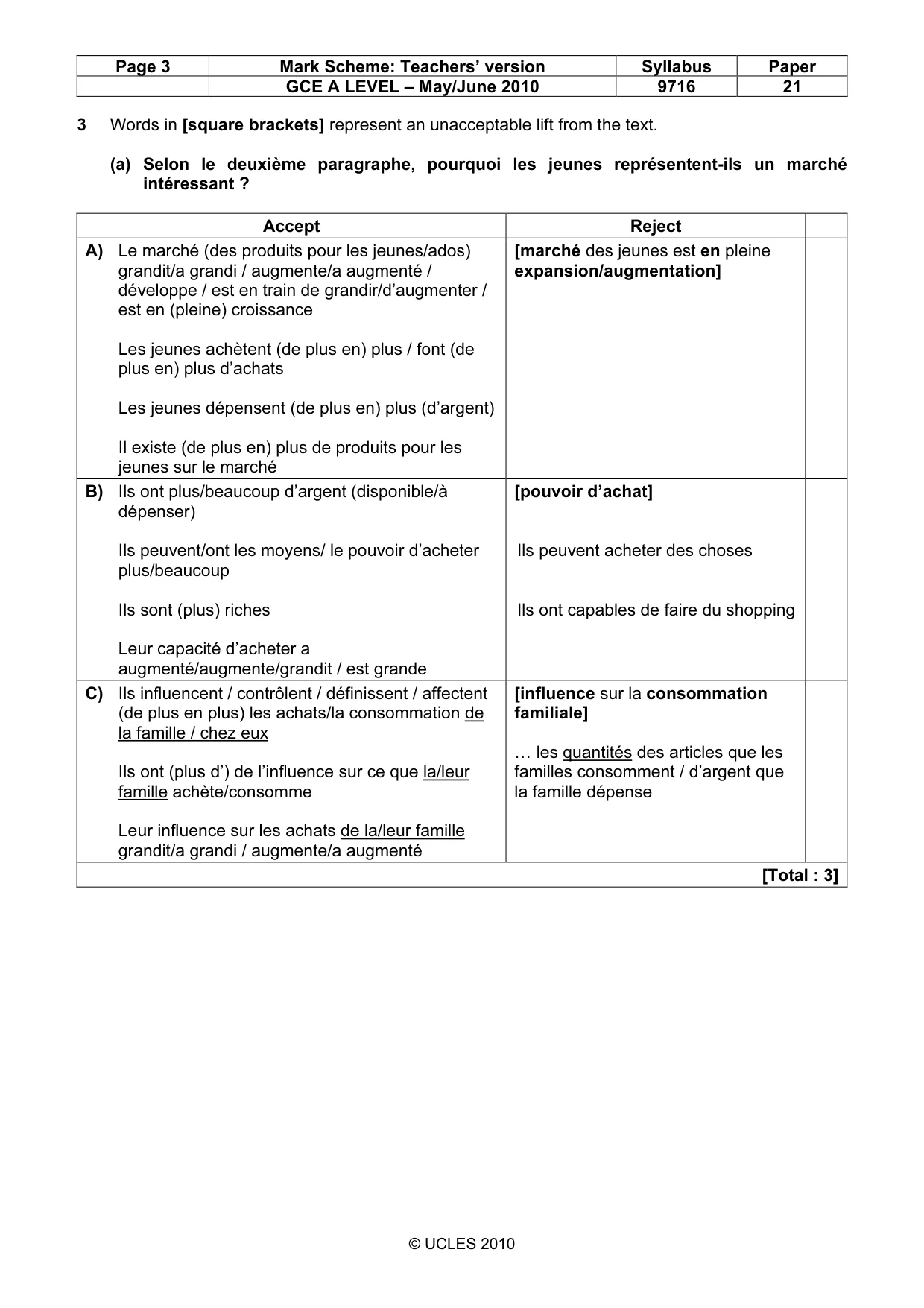 Mark scheme, page 3 of 14