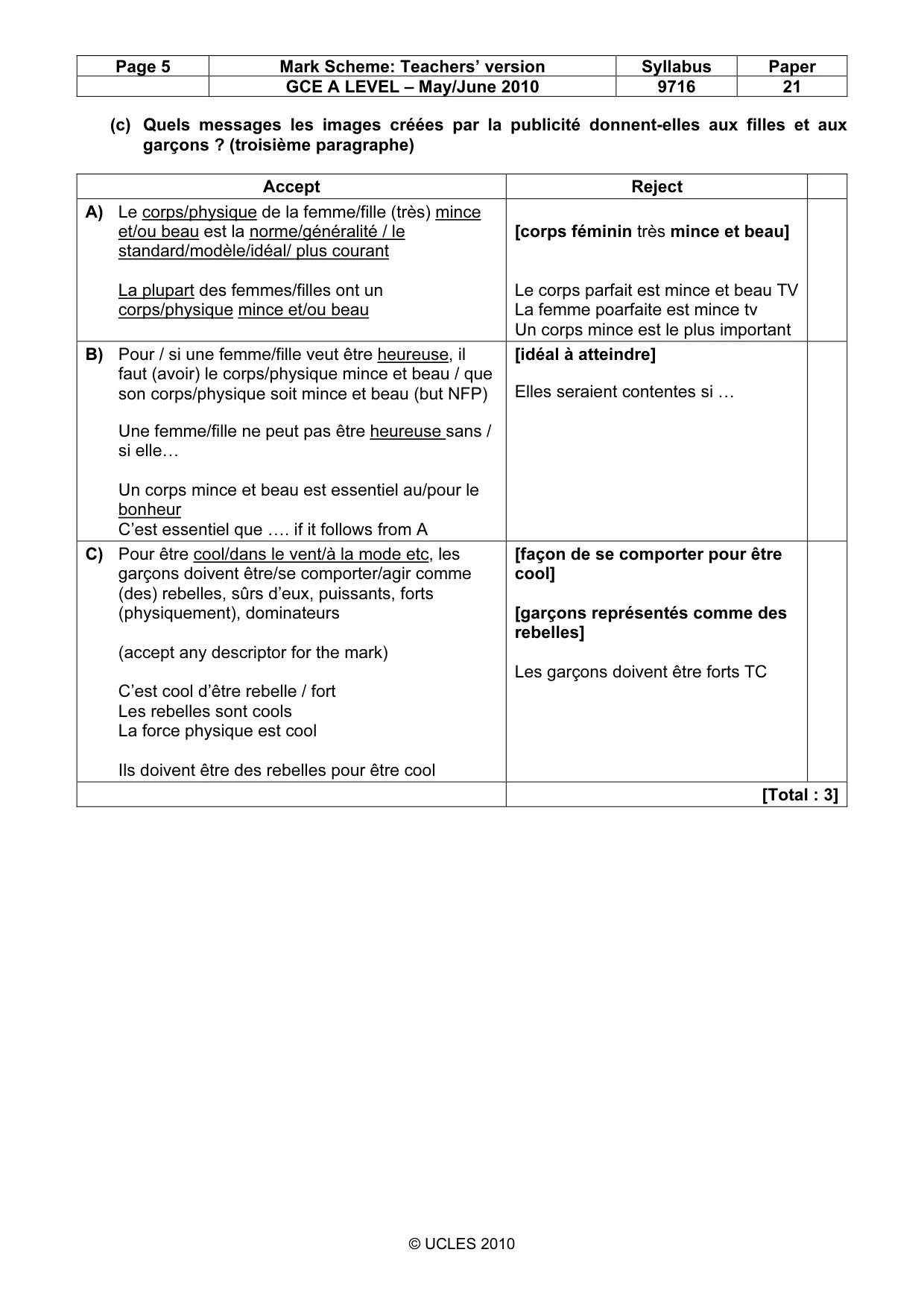 Mark scheme, page 5 of 14