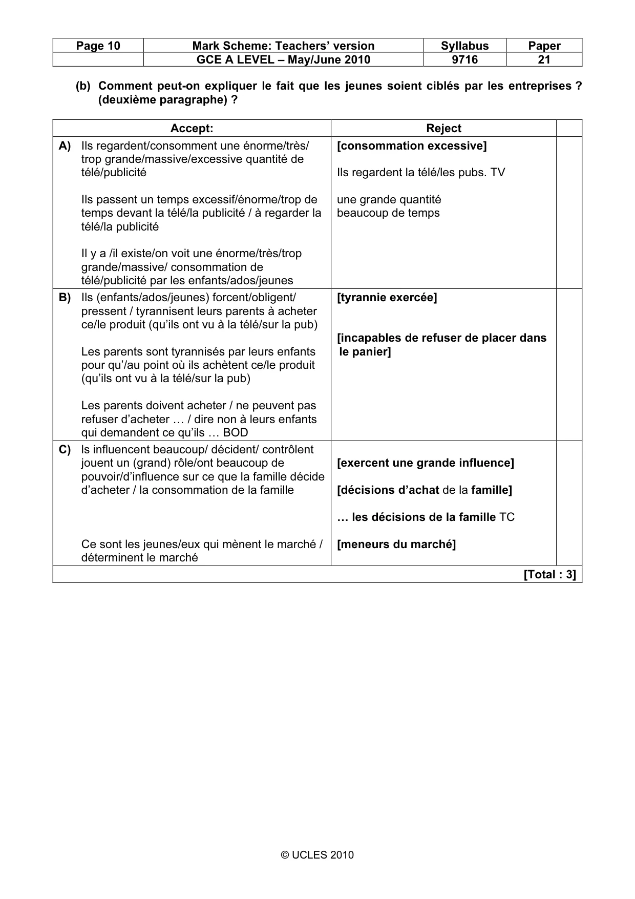 Mark scheme, page 10 of 14