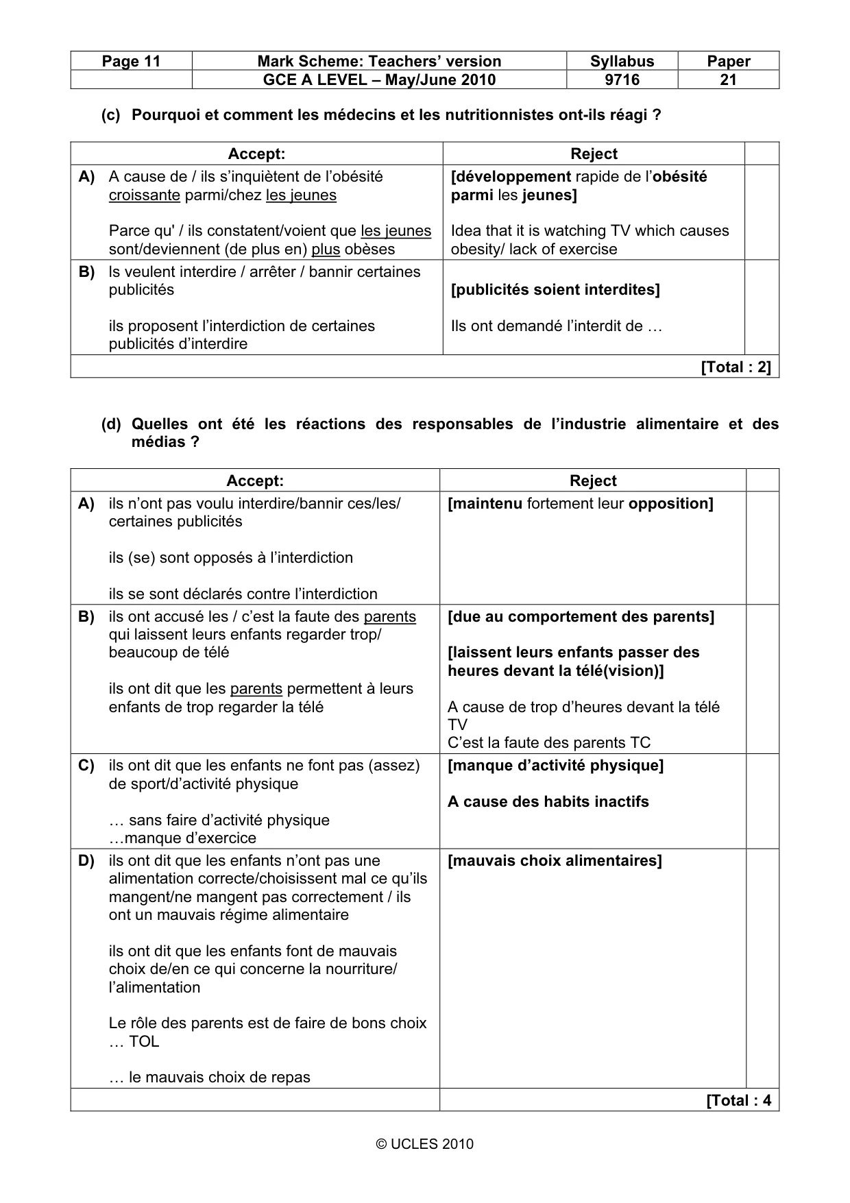 Mark scheme, page 11 of 14