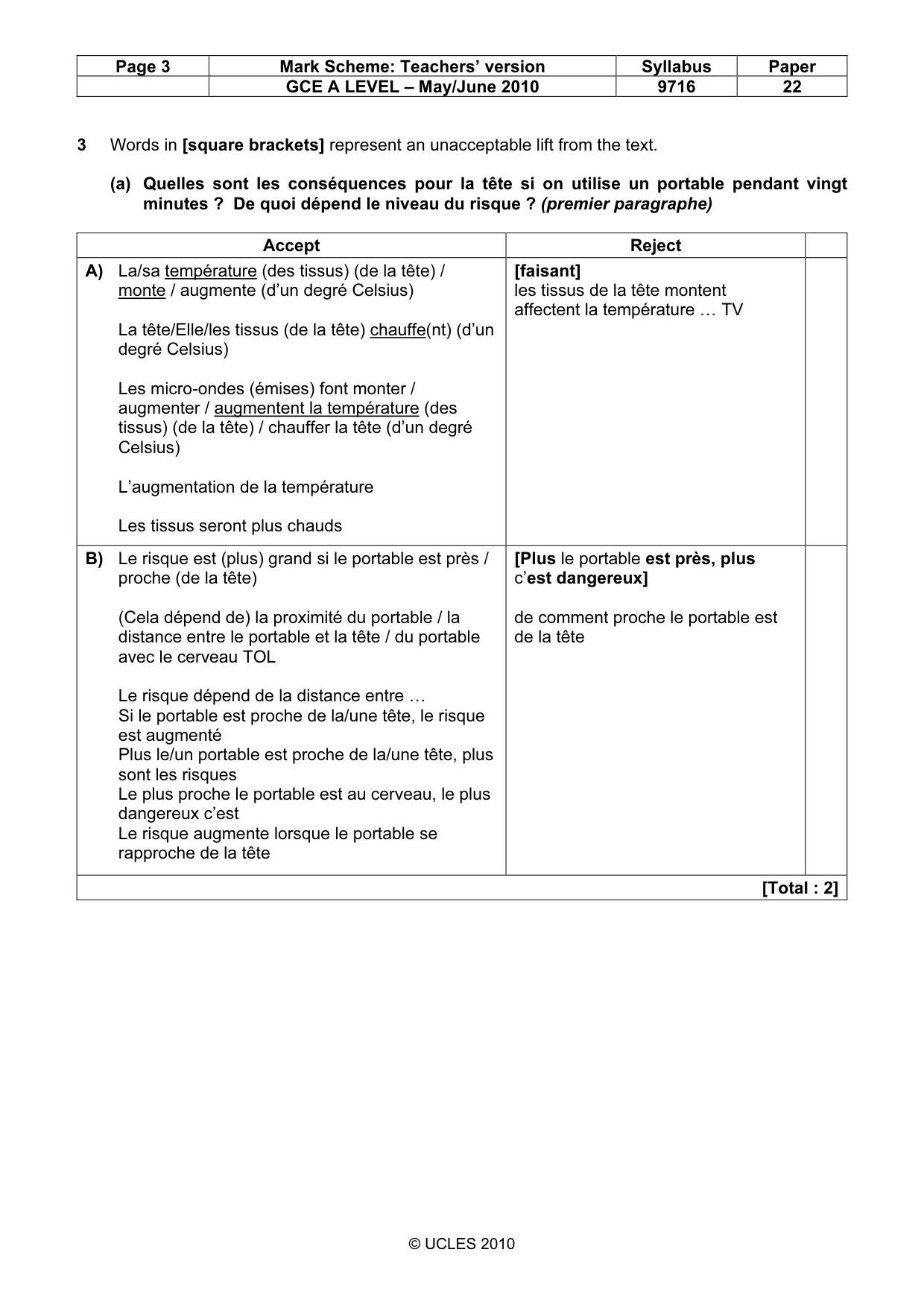 Mark scheme, page 3 of 14