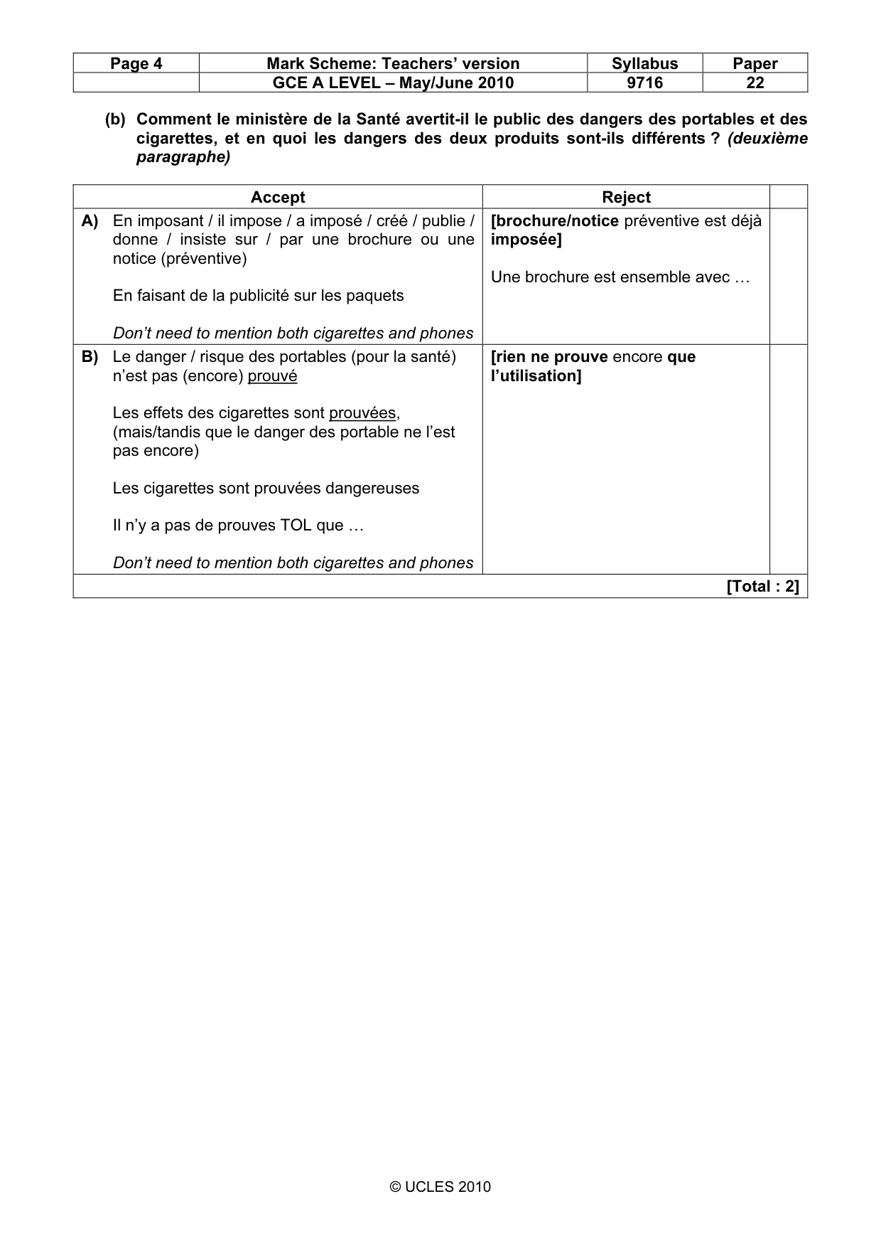 Mark scheme, page 4 of 14