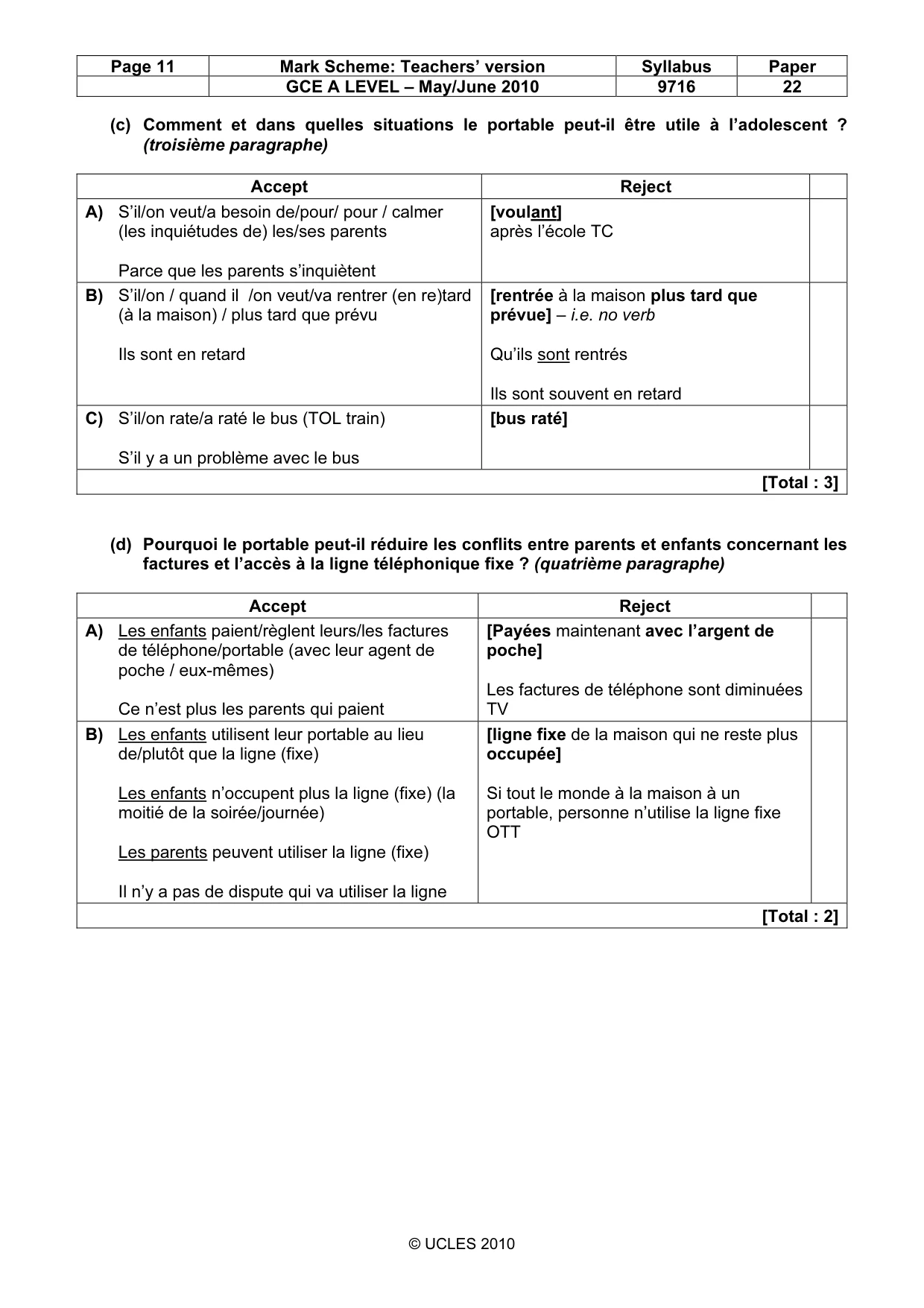 Mark scheme, page 11 of 14