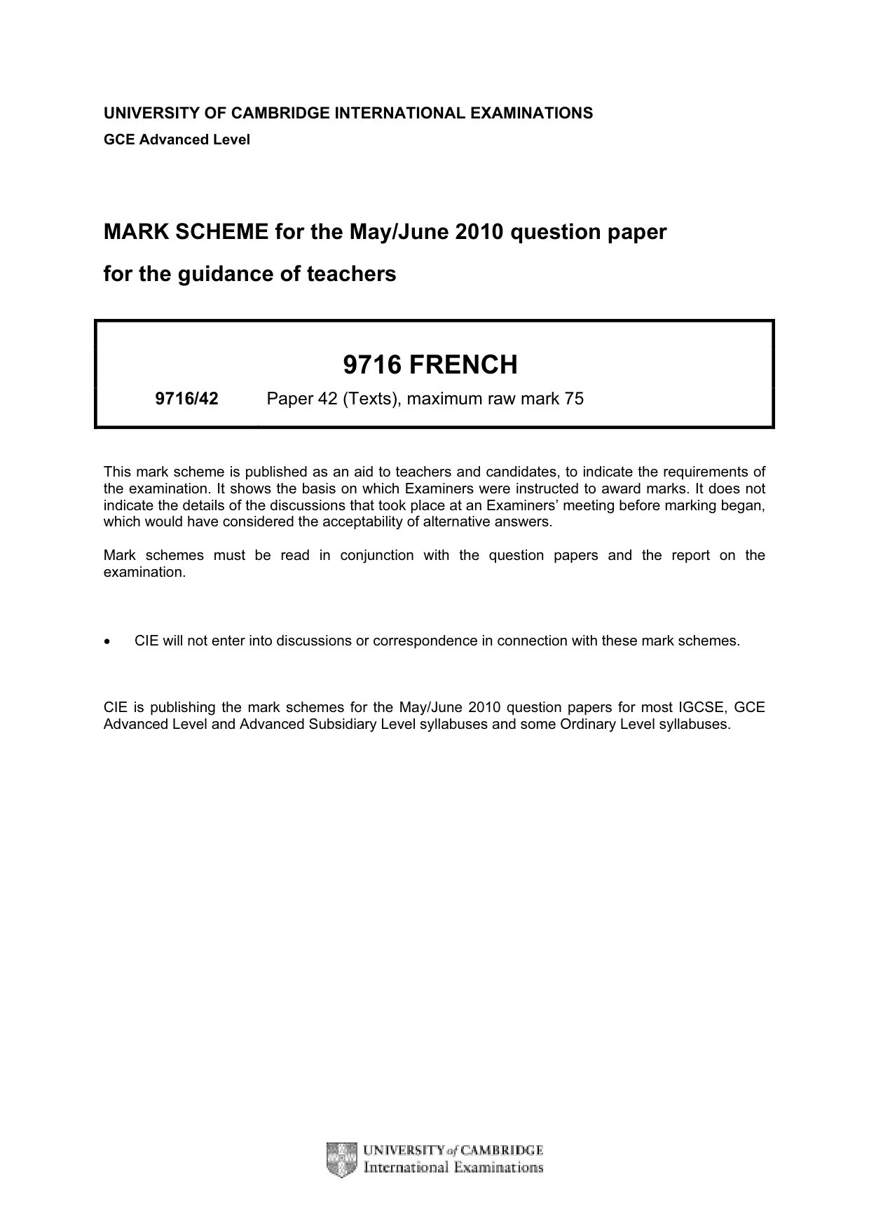 Mark scheme, page 1 of 3