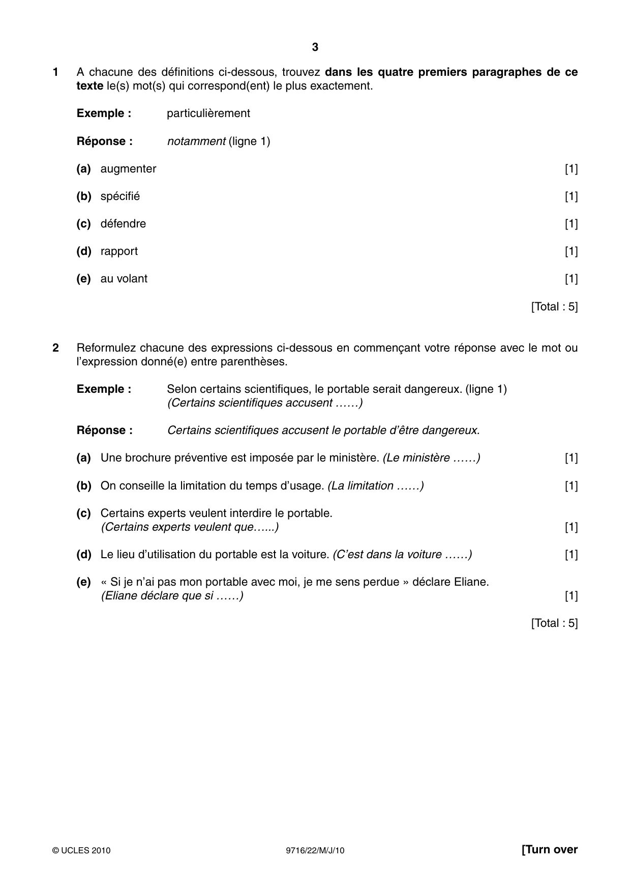 Cambridge A Level French (A Level only) 9716 2010 May/June Paper 2 · Variant 2 question paper, page 3 of 8