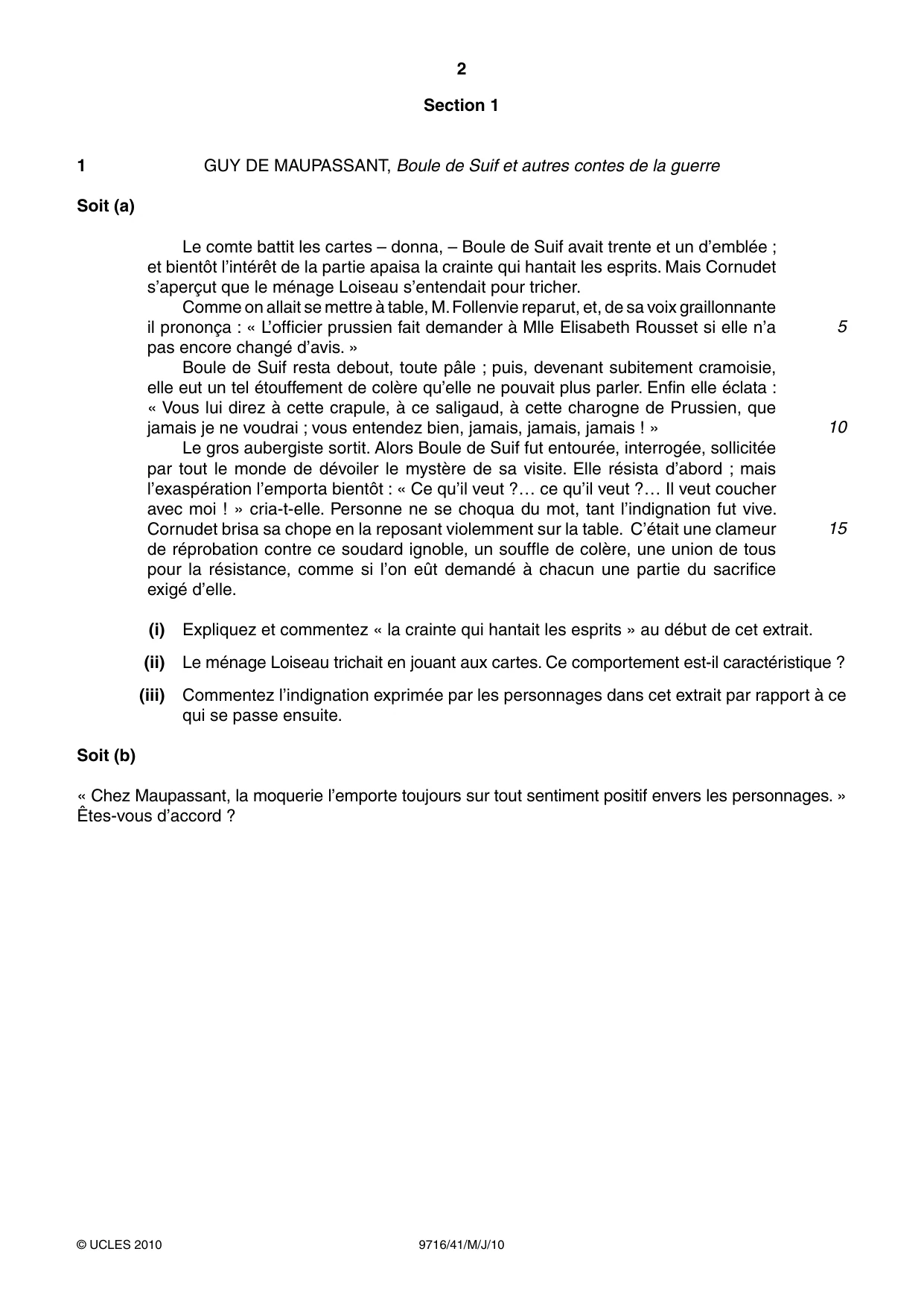 Cambridge A Level French (A Level only) 9716 2010 May/June Paper 4 · Variant 1 question paper, page 2 of 8