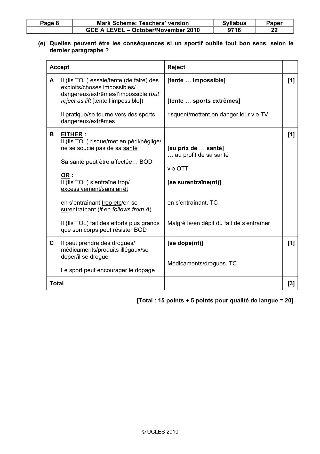 Mark scheme, page 8 of 17