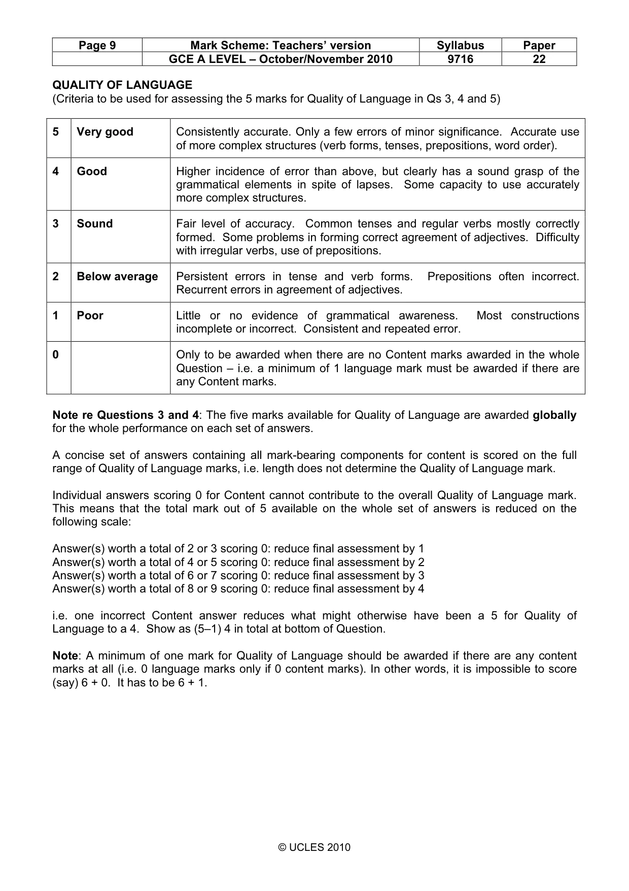 Mark scheme, page 9 of 17